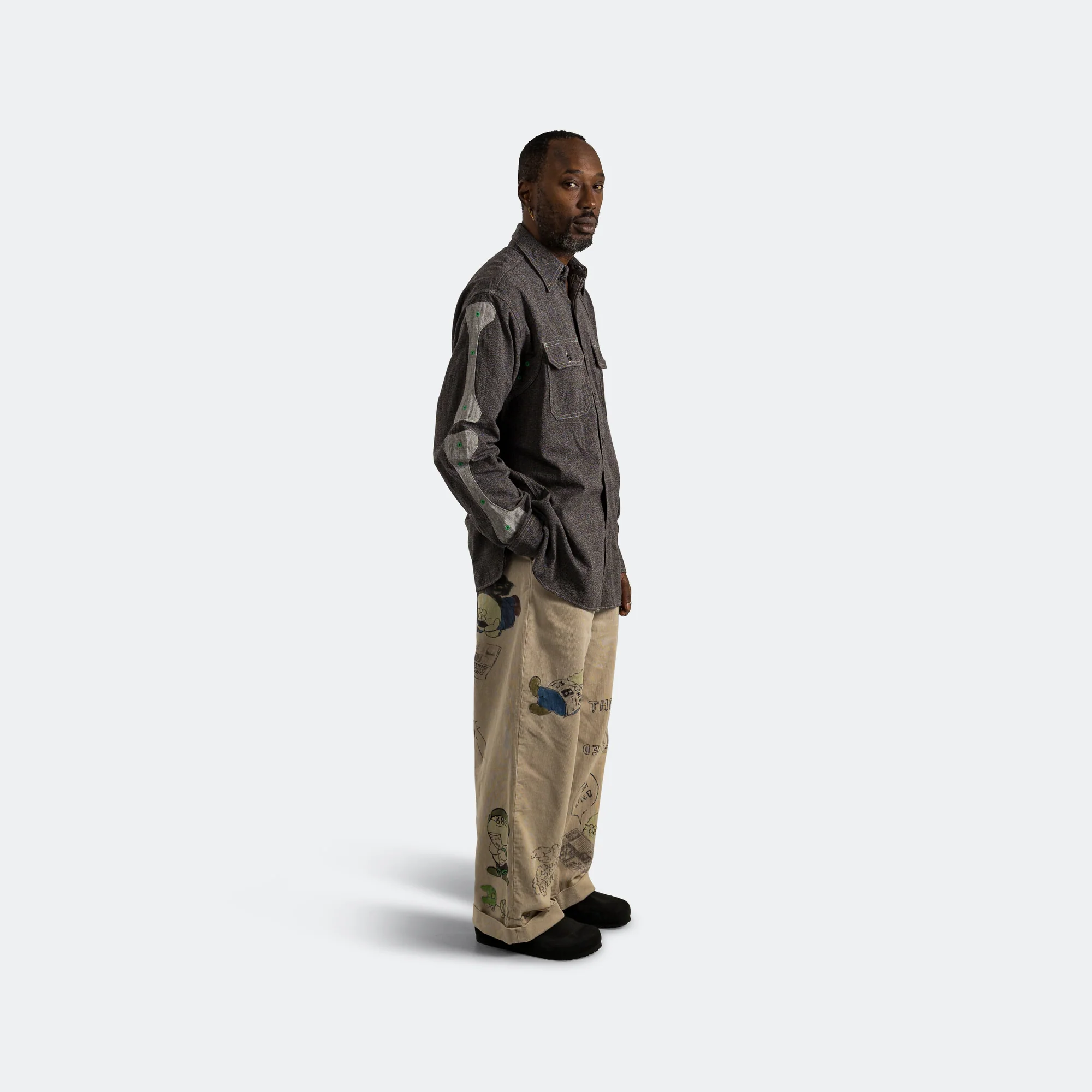 14W Corduroy IVY Pants Memorial Paint Model - Beige - Image 6