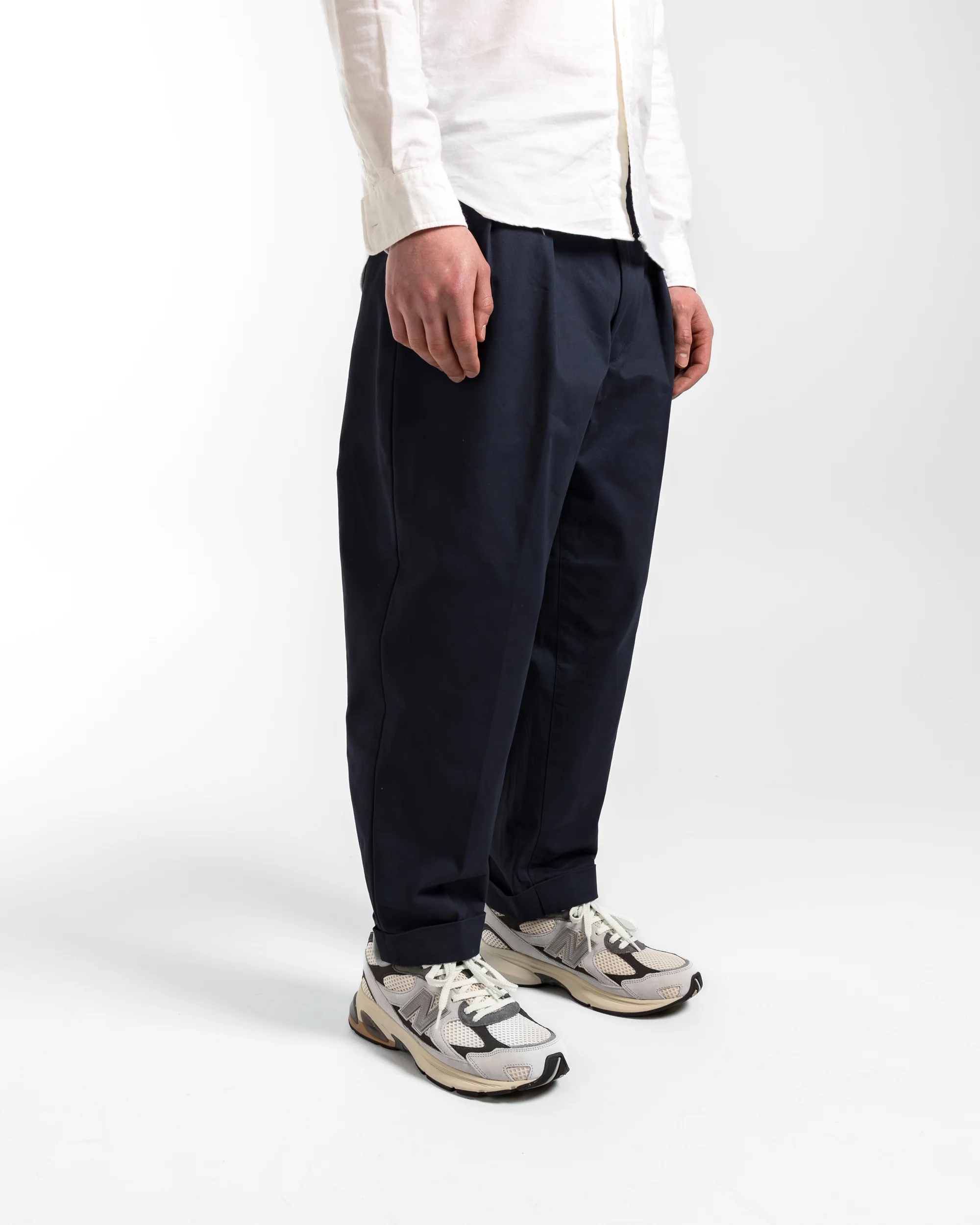 2 Pleat Twill Pants - Navy - Image 3