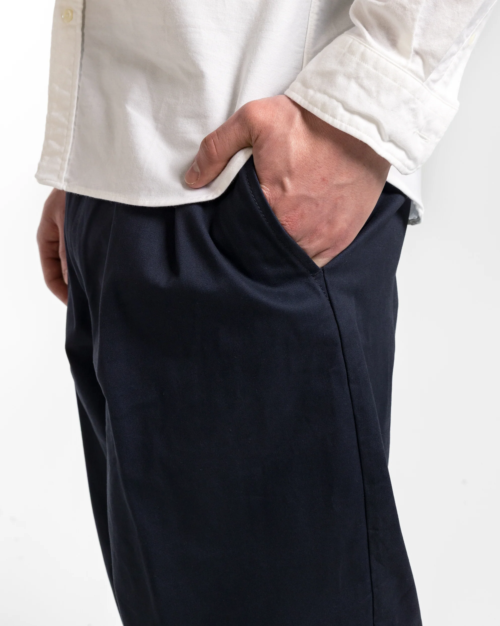 2 Pleat Twill Pants - Navy - Image 5