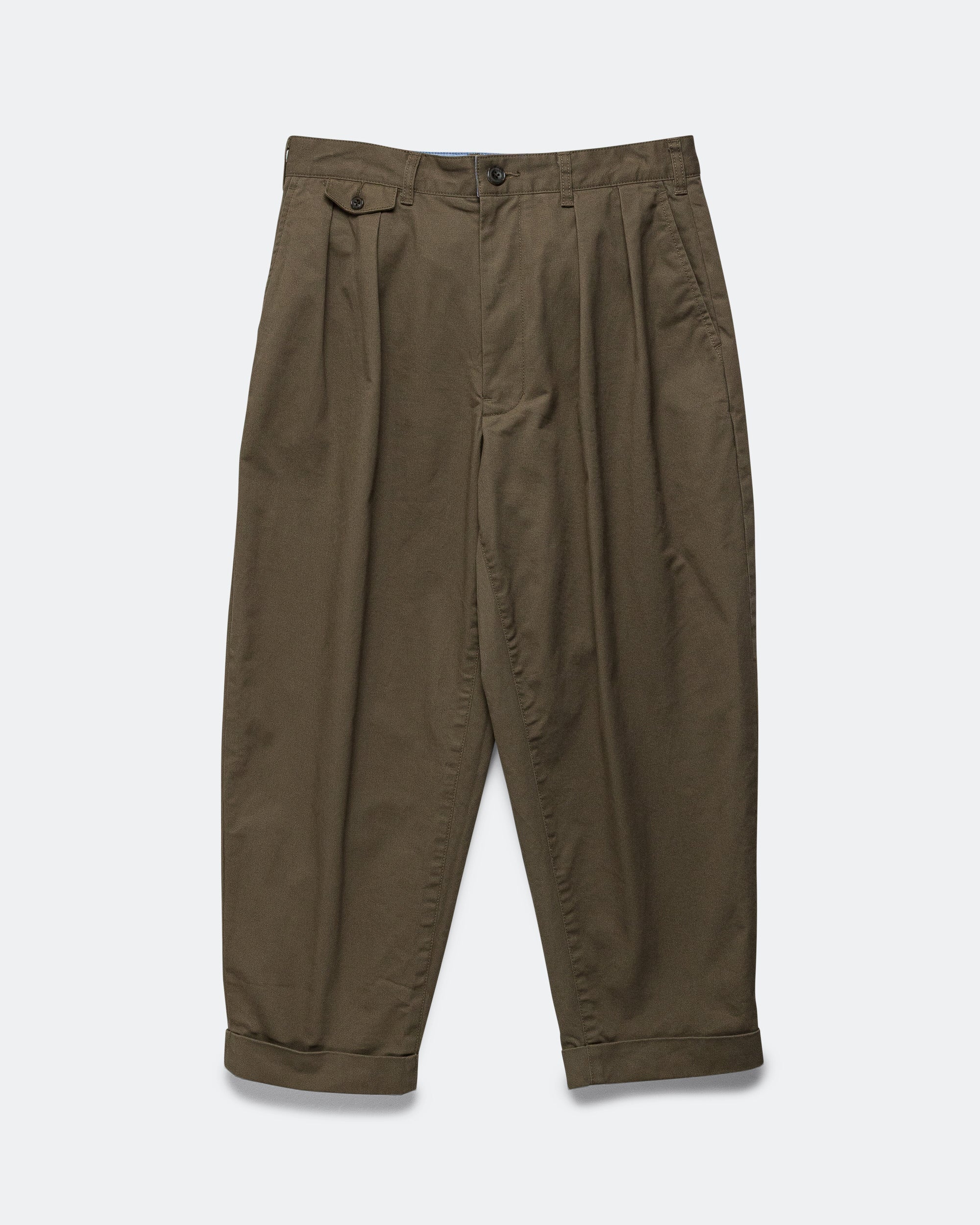 2 Pleat Twill Pants - Olive