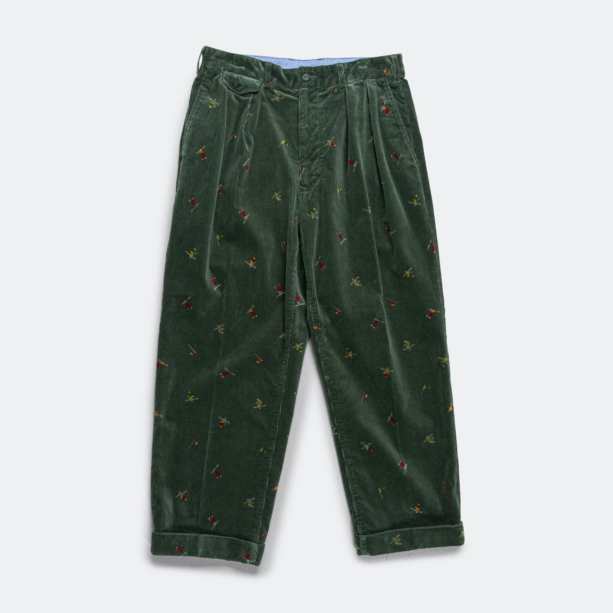 2 Pleats Trousers Corduroy - Skier Green