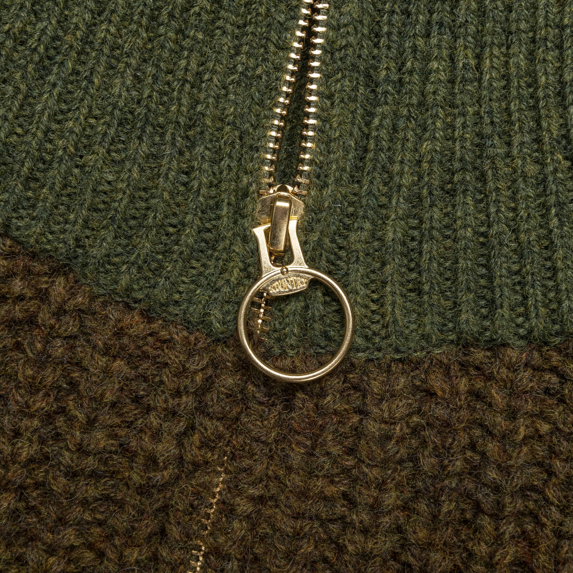 3G Wool Cable Knit ZIP UP Pullover - Khaki - Image 6
