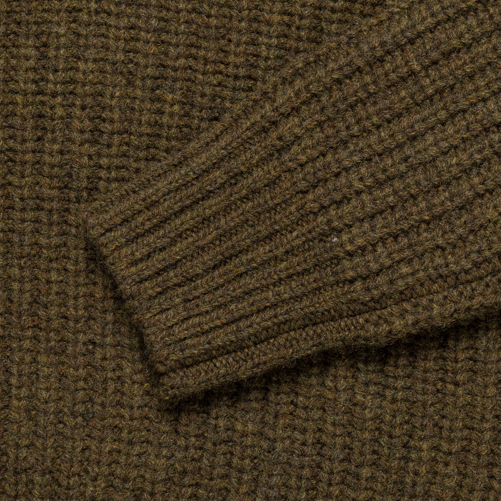 3G Wool Cable Knit ZIP UP Pullover - Khaki - Image 7