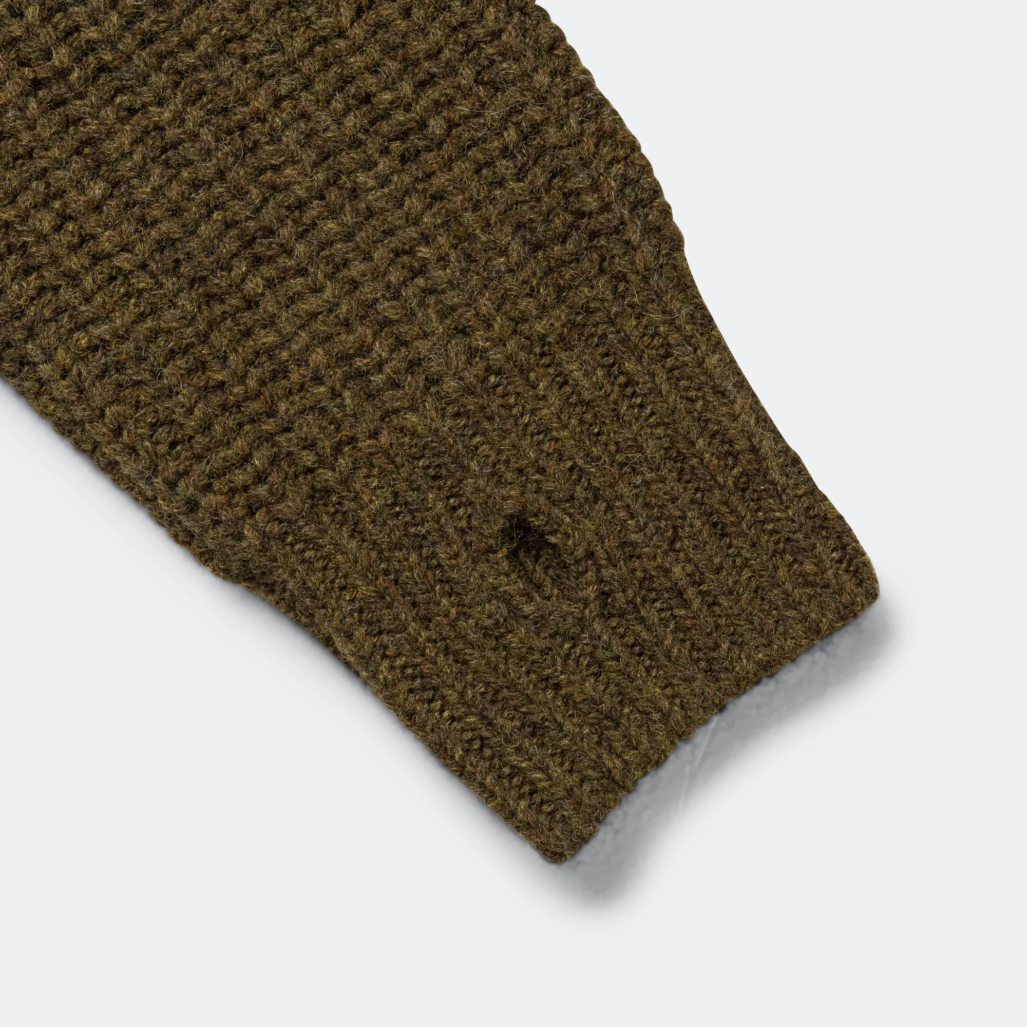 3G Wool Cable Knit ZIP UP Pullover - Khaki - Image 8
