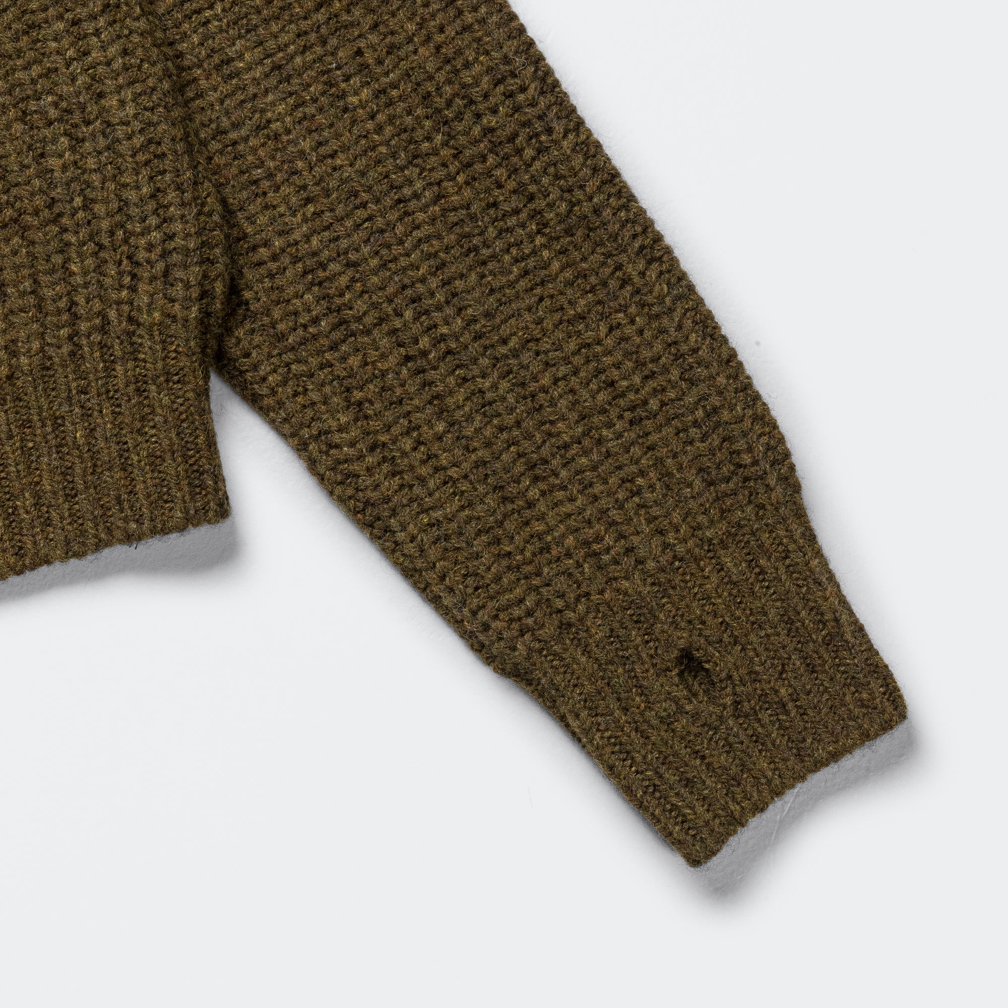 3G Wool Cable Knit ZIP UP Pullover - Khaki - Image 9