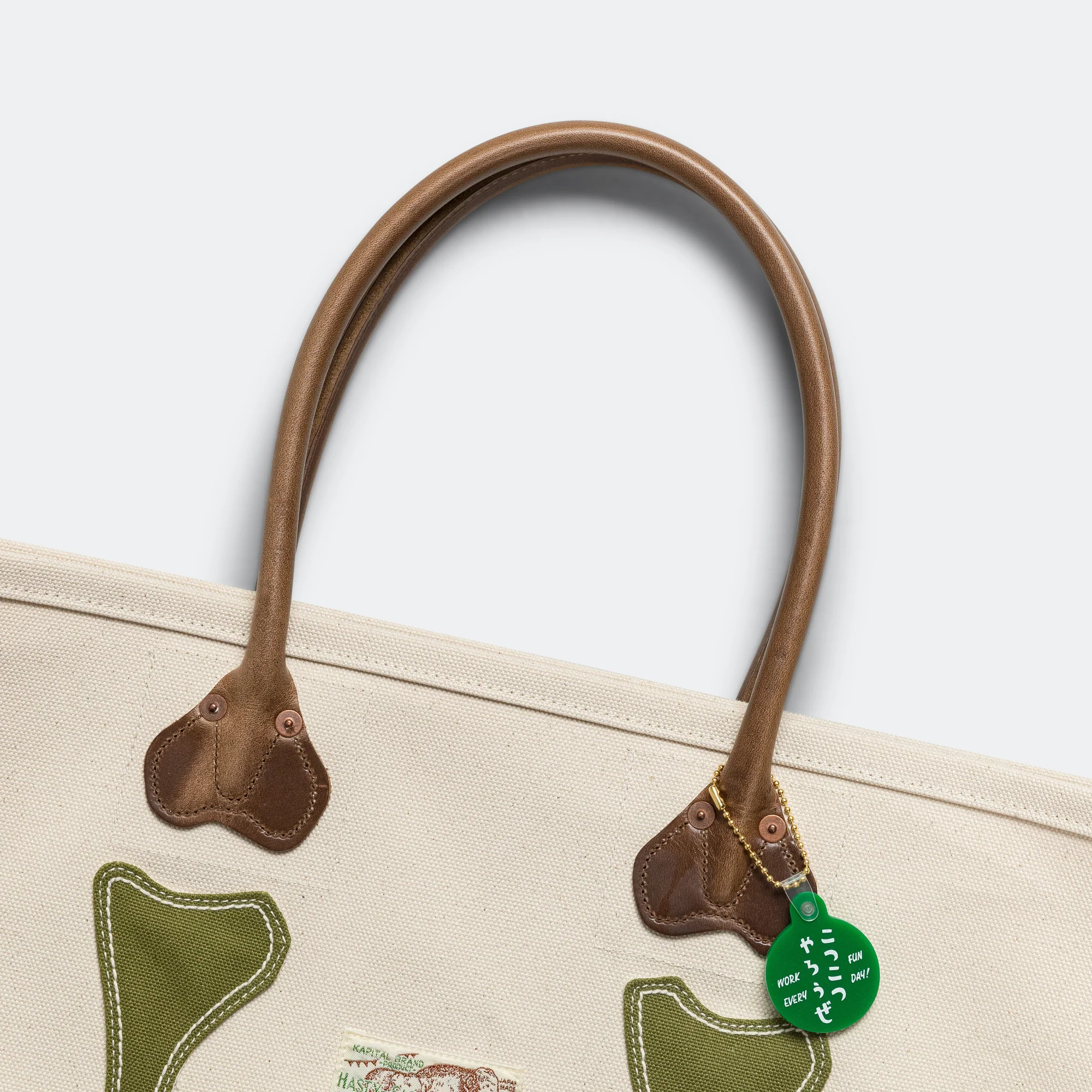 #4 Canvas KO.TSU.KO.TSU. Tote Bag - Ecru/Khaki - Image 2
