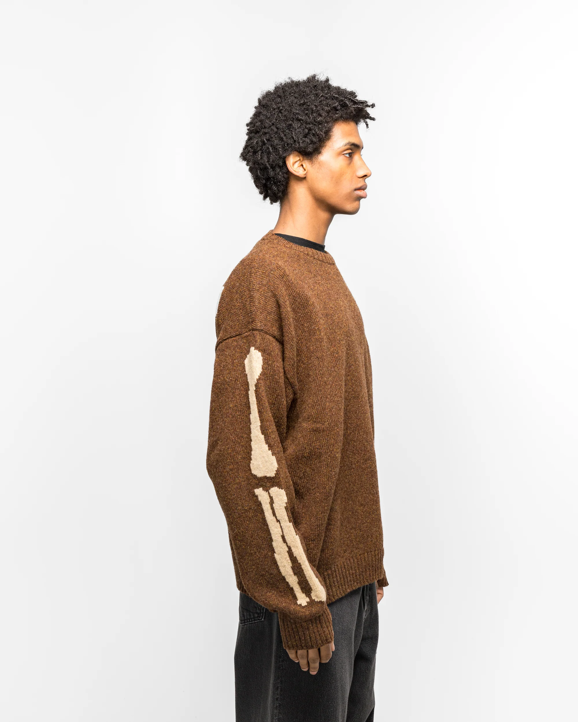 5G Wool BONE Crew Sweater - Brown - Image 2
