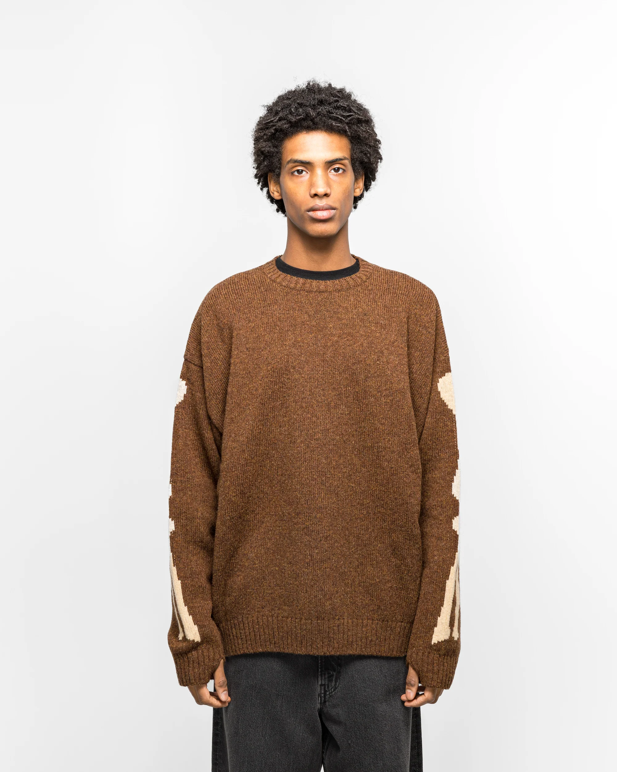5G Wool BONE Crew Sweater - Brown - Image 4