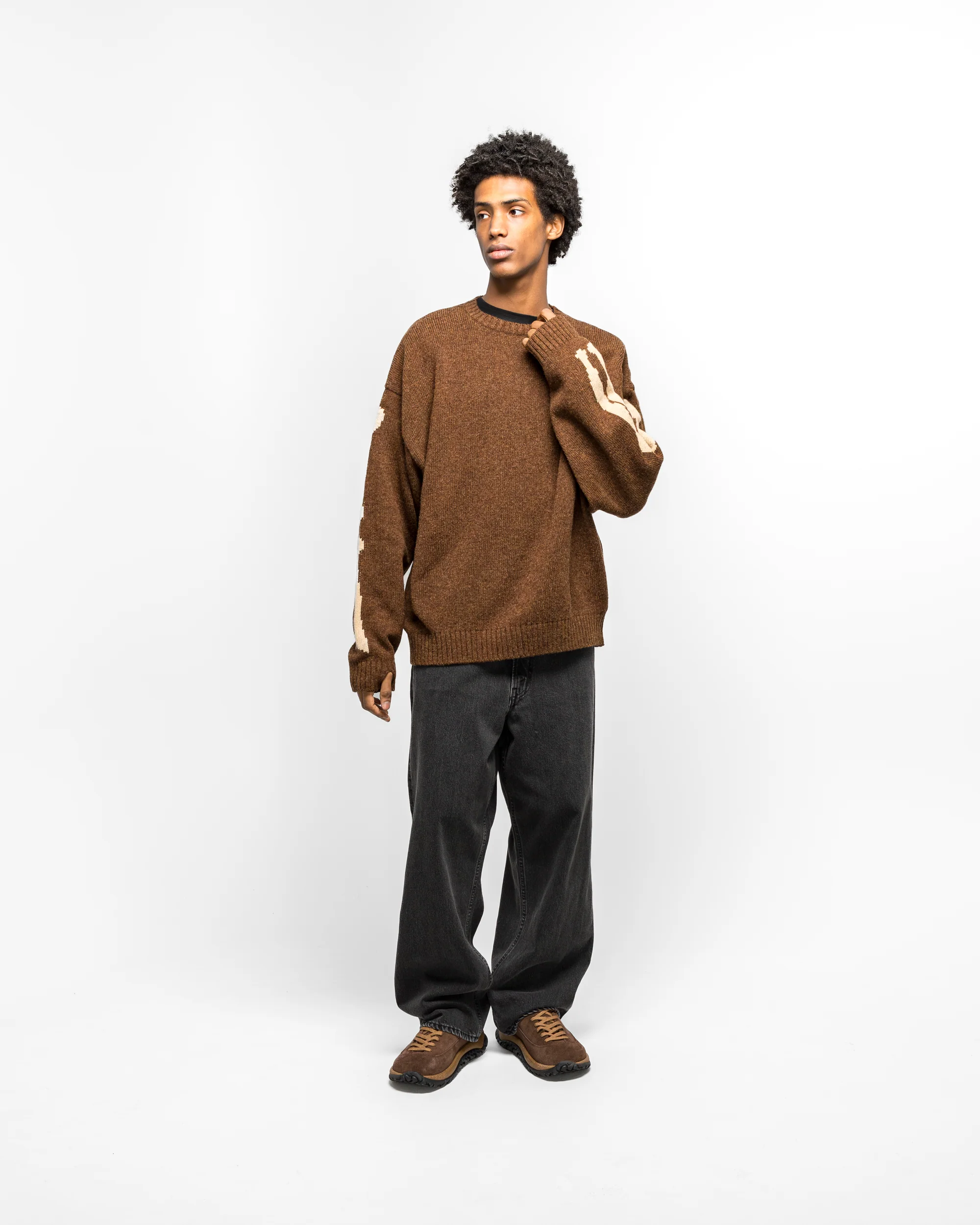 5G Wool BONE Crew Sweater - Brown - Image 5