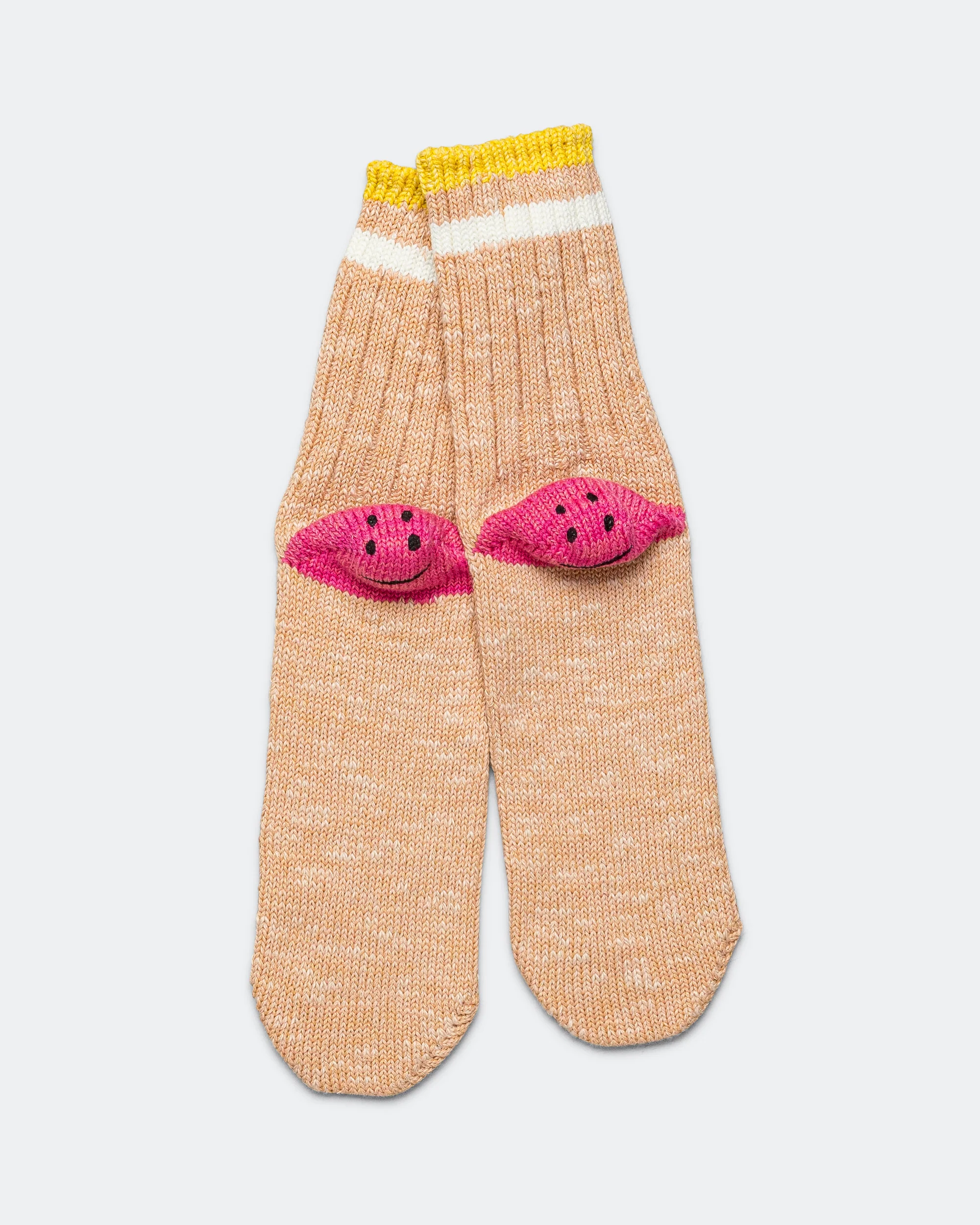 60 Yarns IVY RAINBOWY HAPPY HEEL-Hold Socks - Orange/Pink