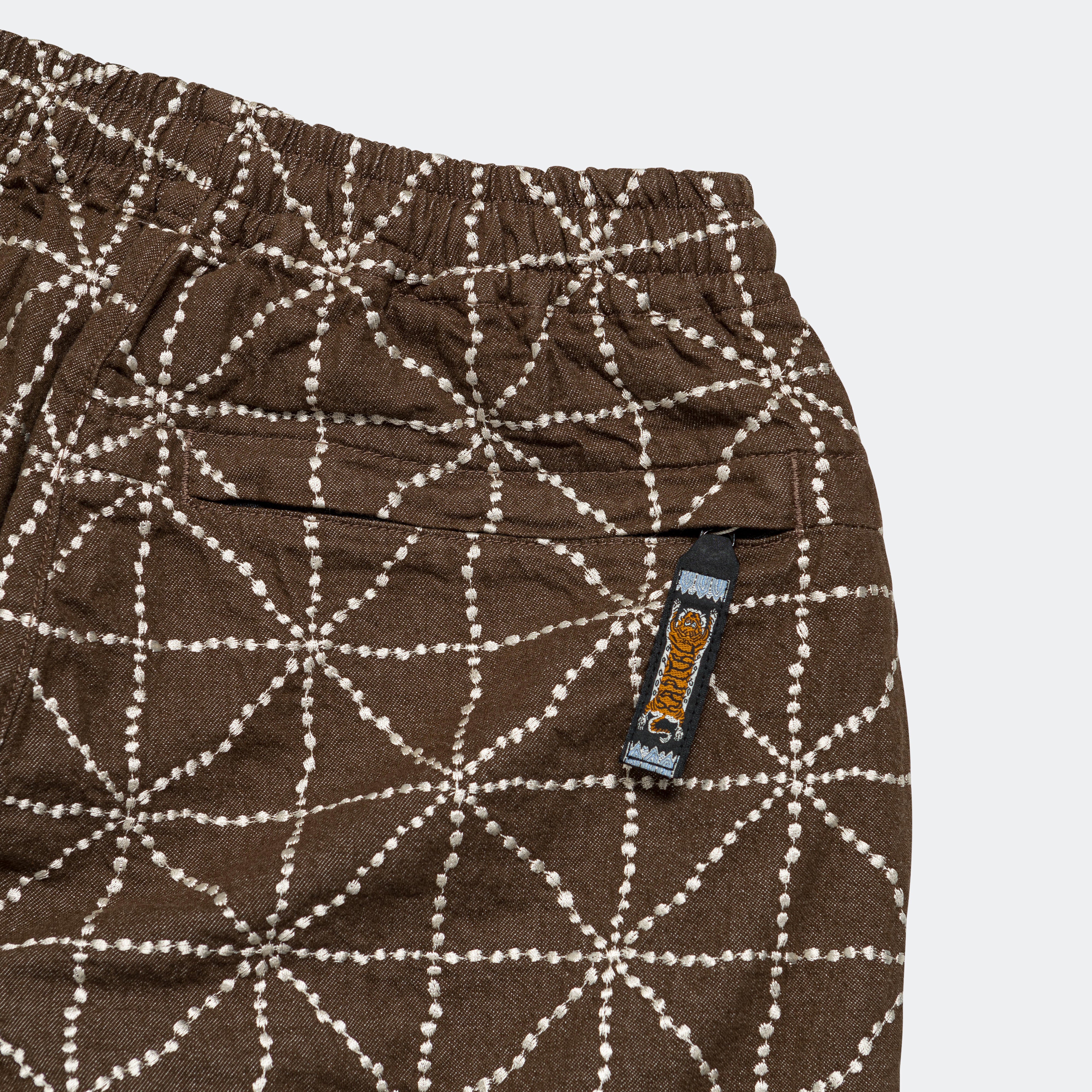 8oz Color Denim FOLK-DOJO Embroidery EASY Pants - Brown - Image 5