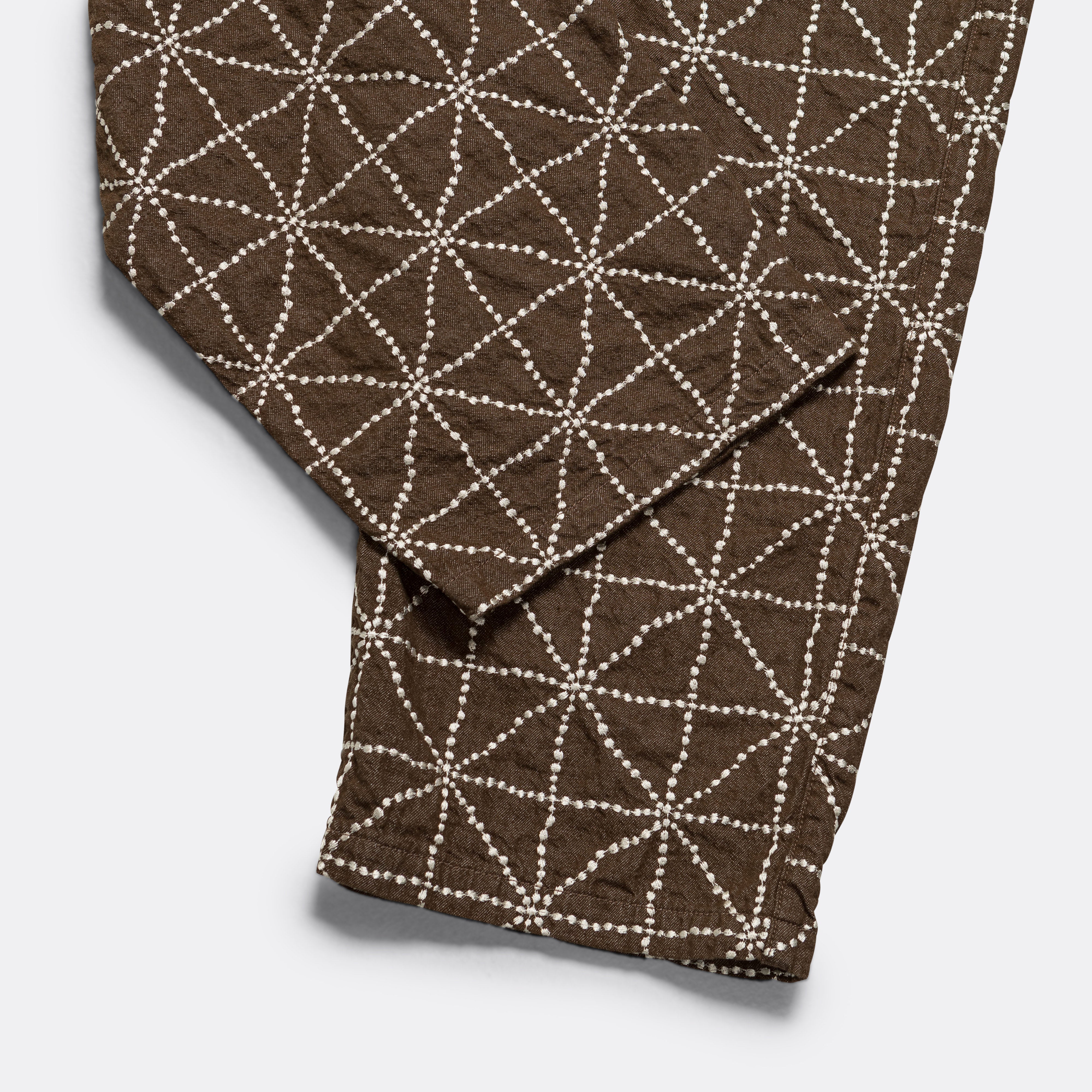8oz Color Denim FOLK-DOJO Embroidery EASY Pants - Brown - Image 7
