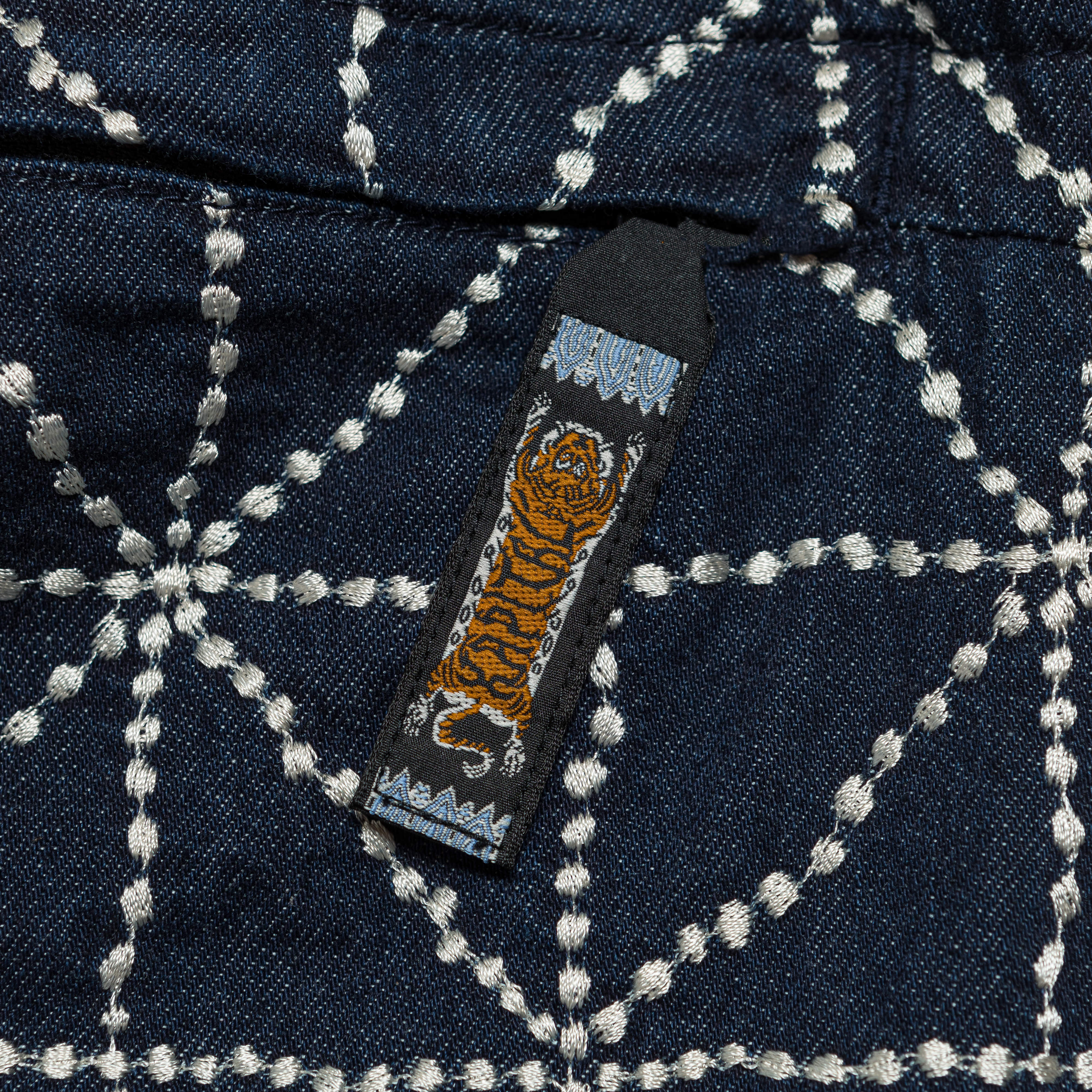 8oz Denim FOLK-DOJO Embroidery EASY Pants - Dark - Image 6