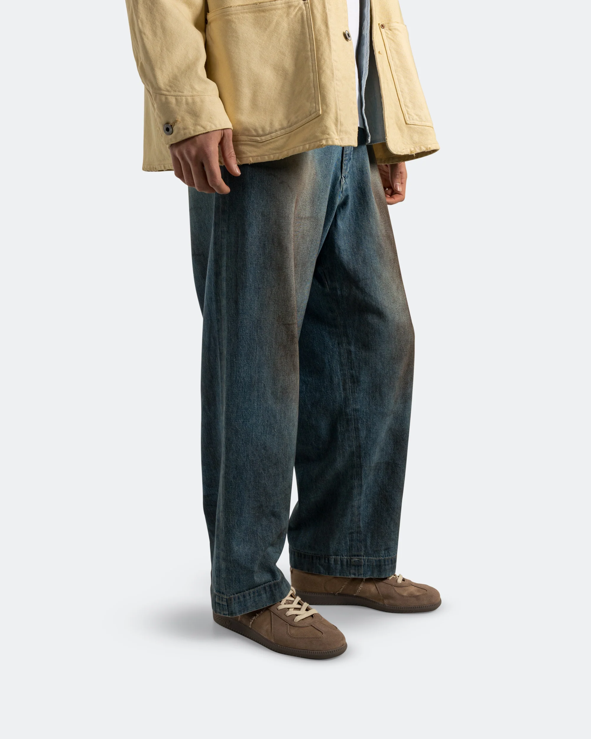 Vintage Washed Denim Work Pants - Indigo - Image 3