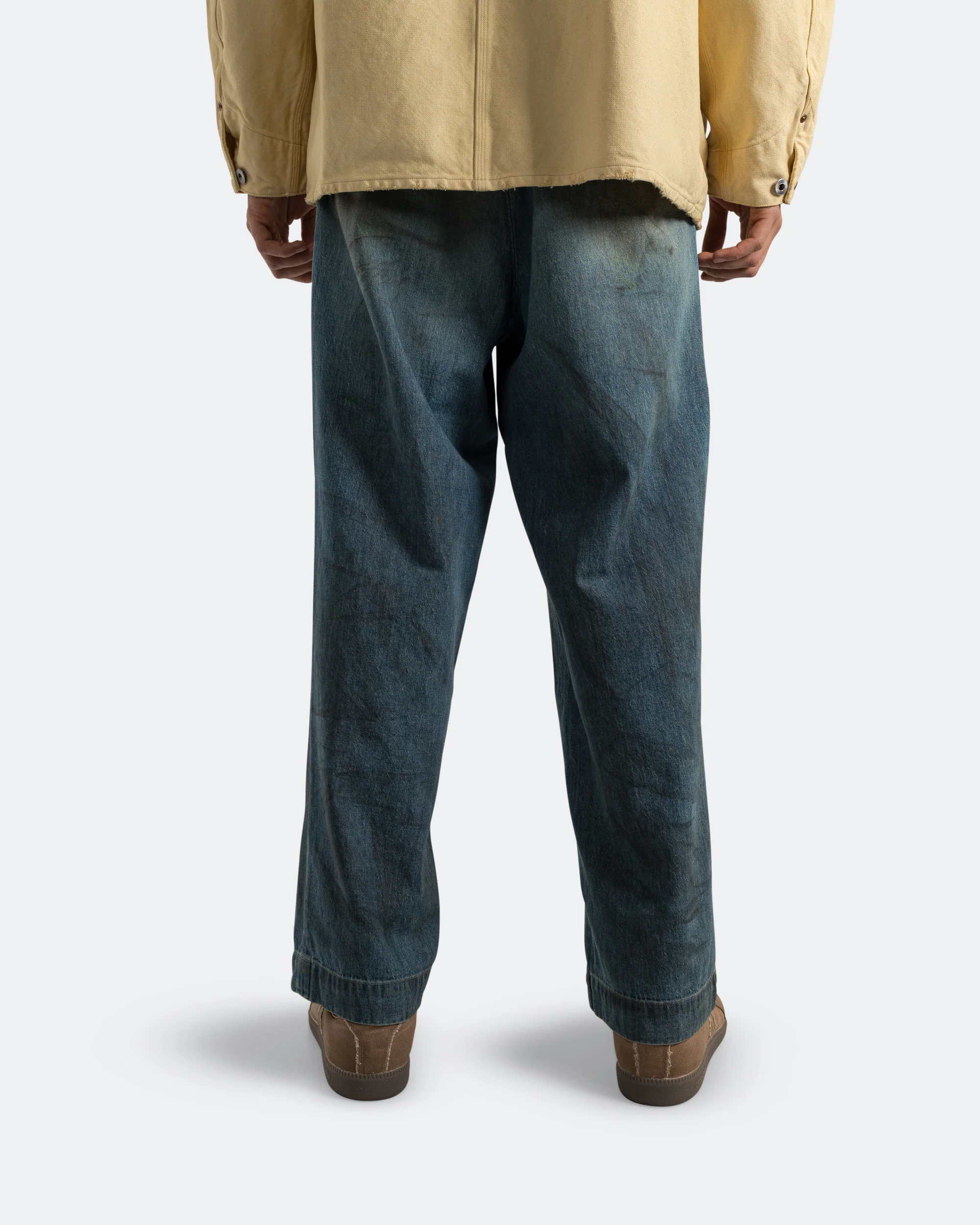 Vintage Washed Denim Work Pants - Indigo - Image 4