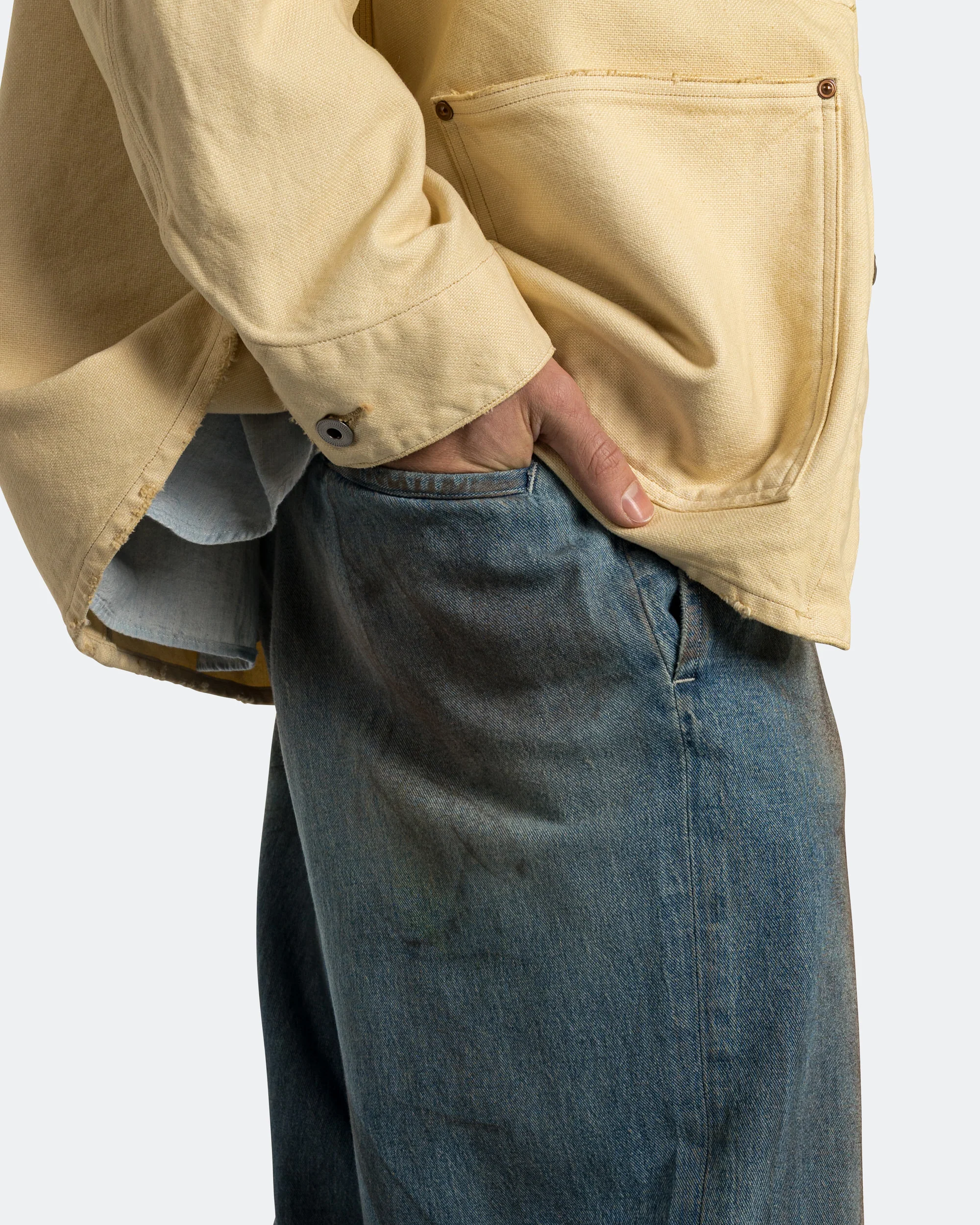 Vintage Washed Denim Work Pants - Indigo - Image 5