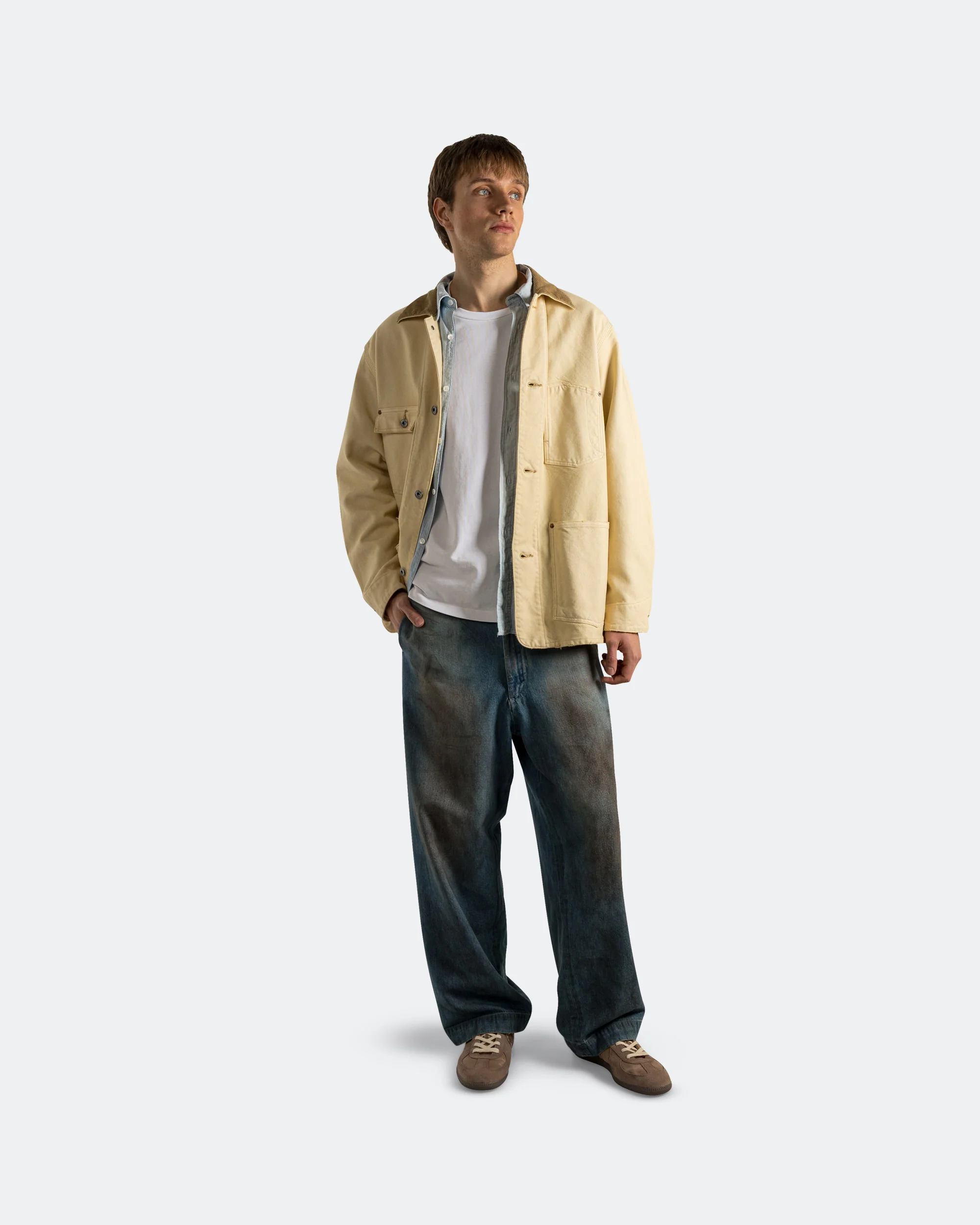 Vintage Washed Denim Work Pants - Indigo - Image 6