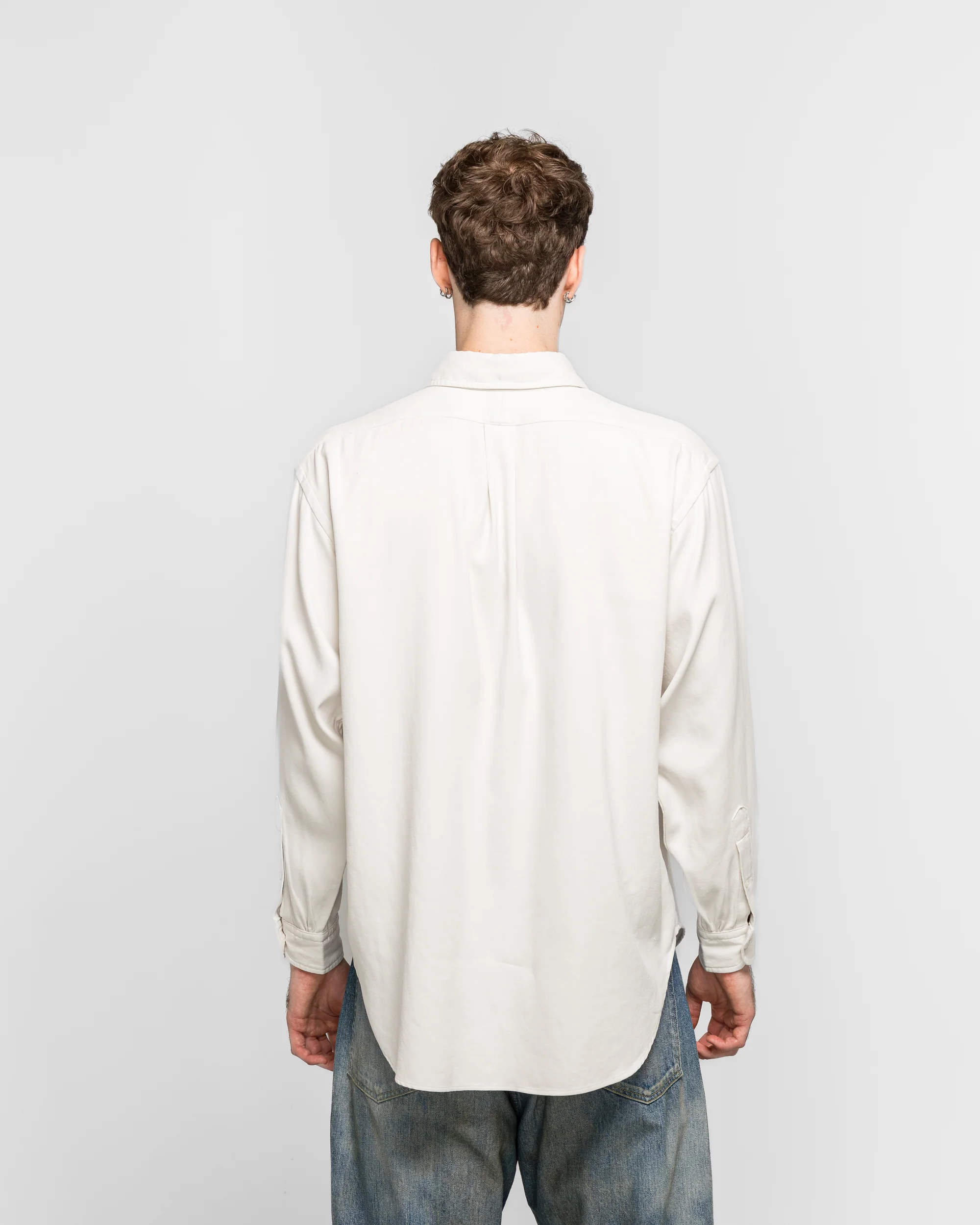 Double Weave Twill Regular Collar Shirt - Ecru - Image 4
