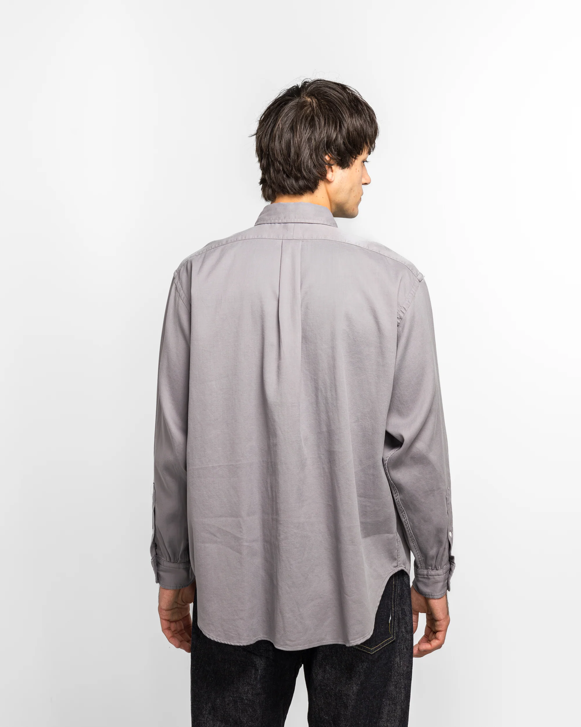 Double Weave Twill Regular Collar Shirt - Light Gray - Image 4