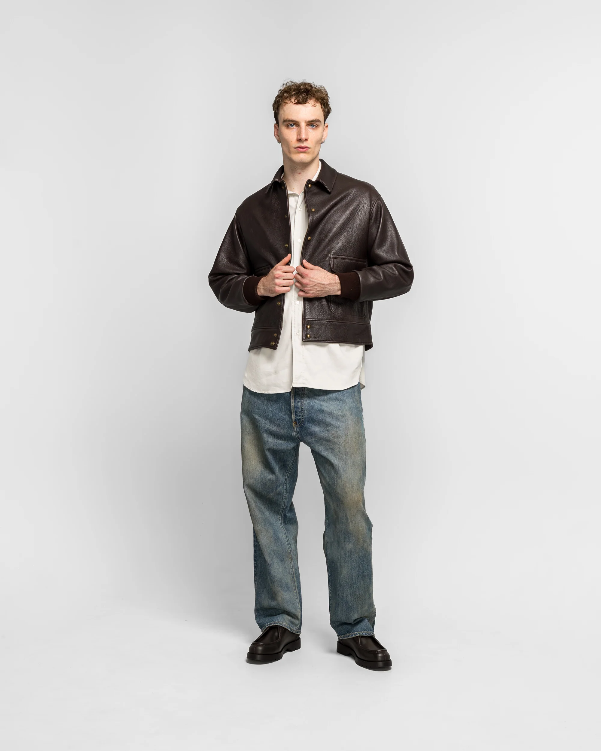 Leather A-1 Flight Jacket - Brown - Image 6