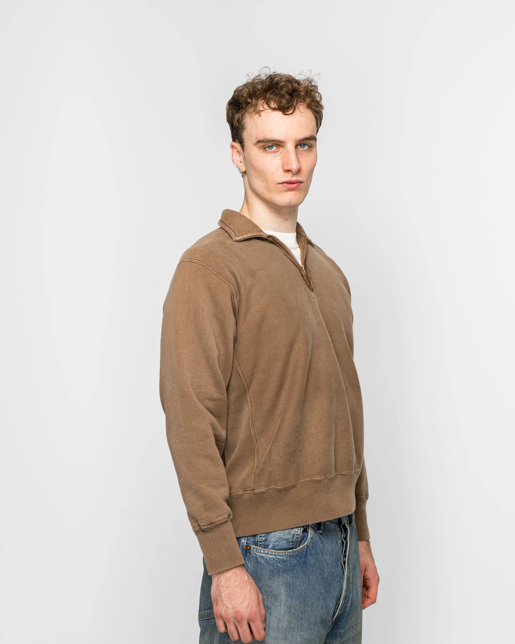 Vintage Half Zip Sweatshirt - Brown - Image 3
