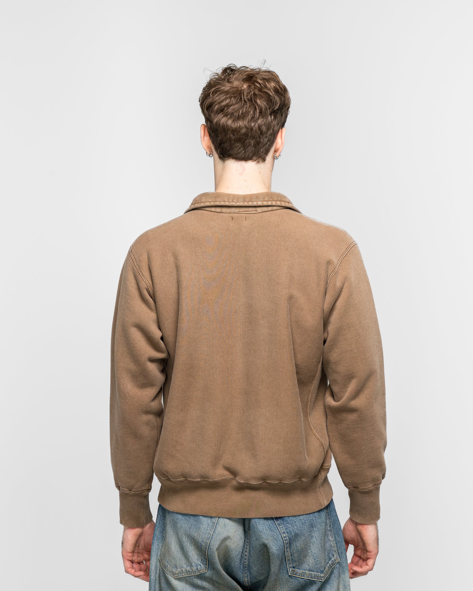 Vintage Half Zip Sweatshirt - Brown - Image 4