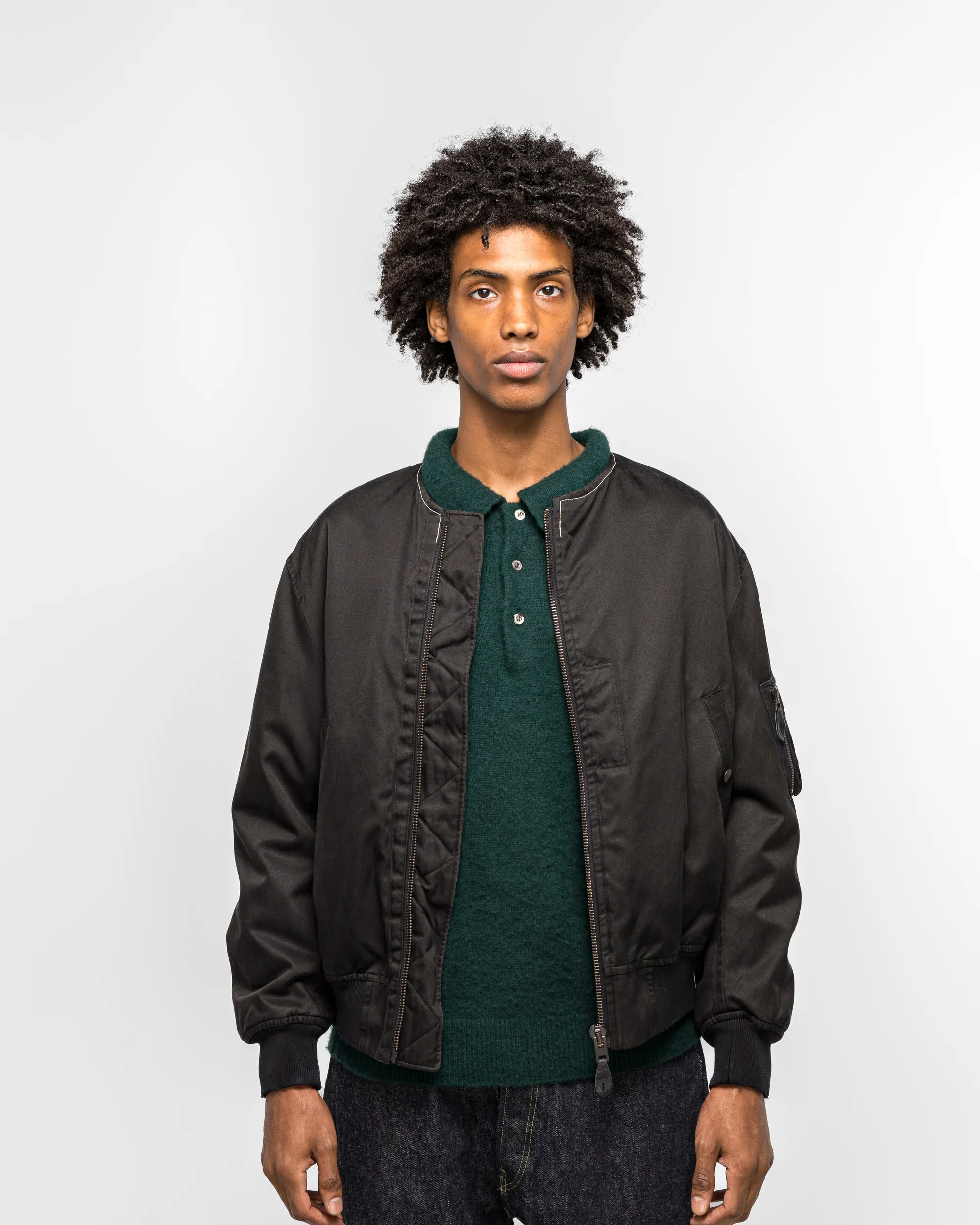 Vintage Silk Flight Custom Jacket - Black - Image 2