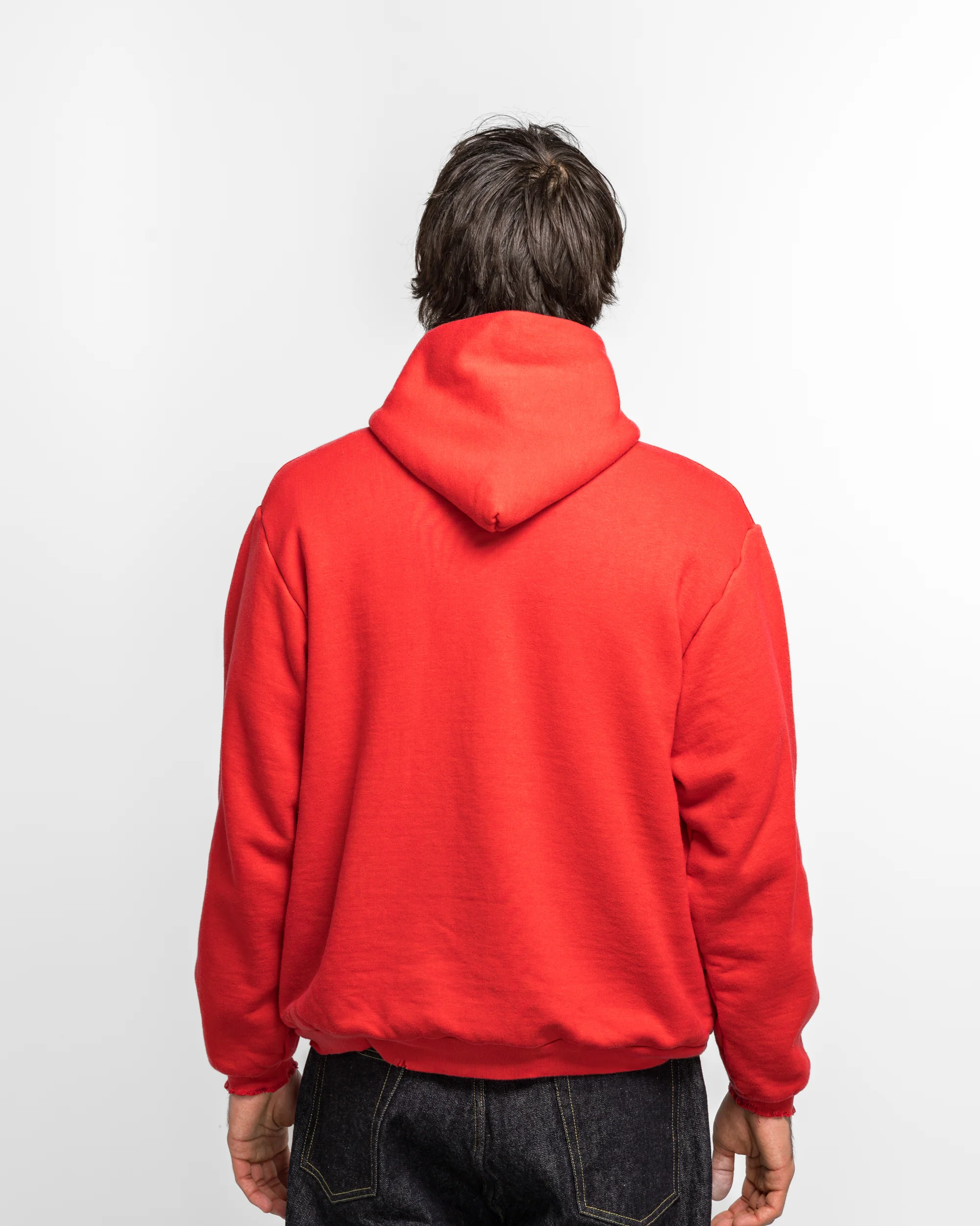 Vintage Zip Sweat Hoodie - Red - Image 4
