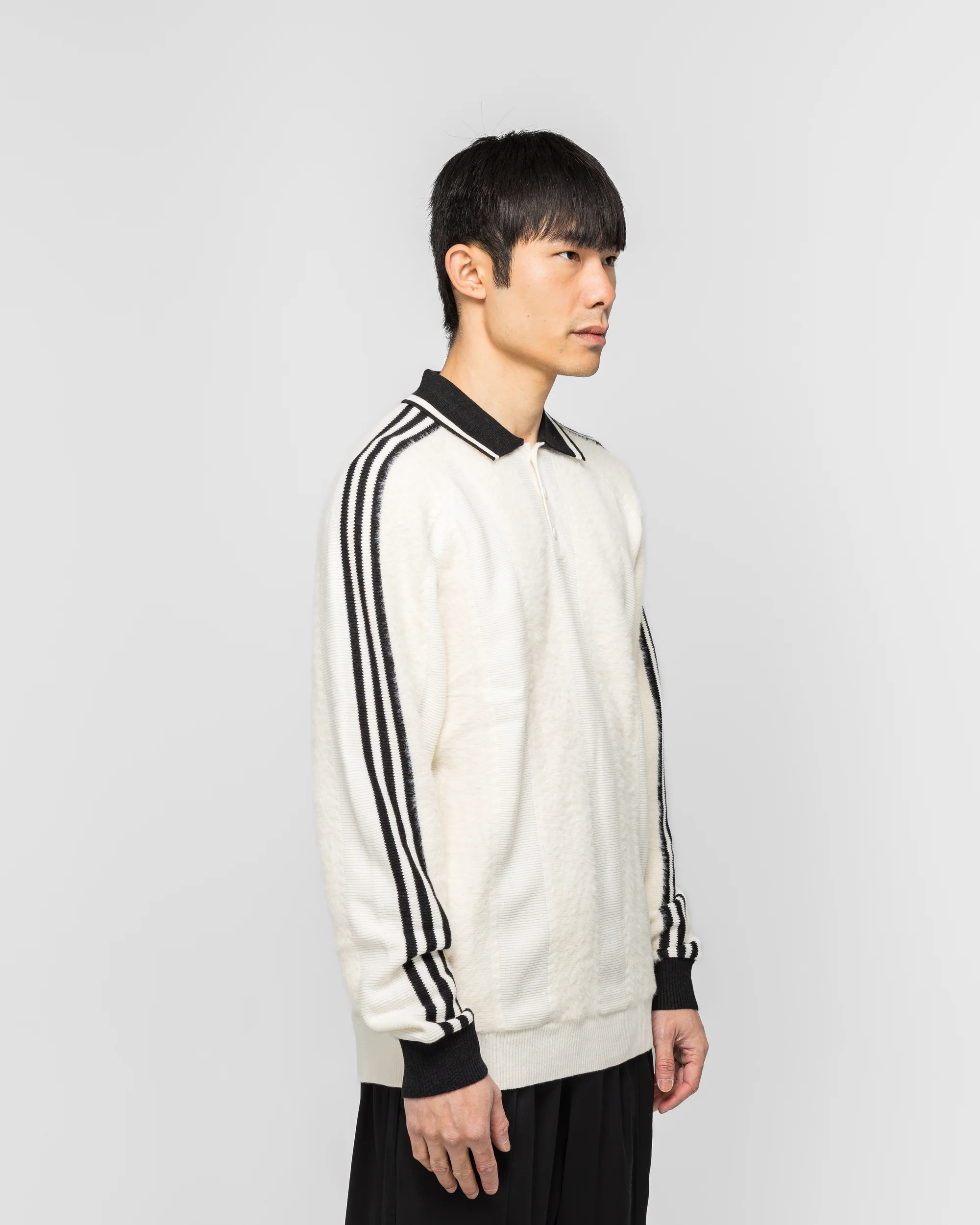 Knitted Jersey Polo - Cream White - Image 3