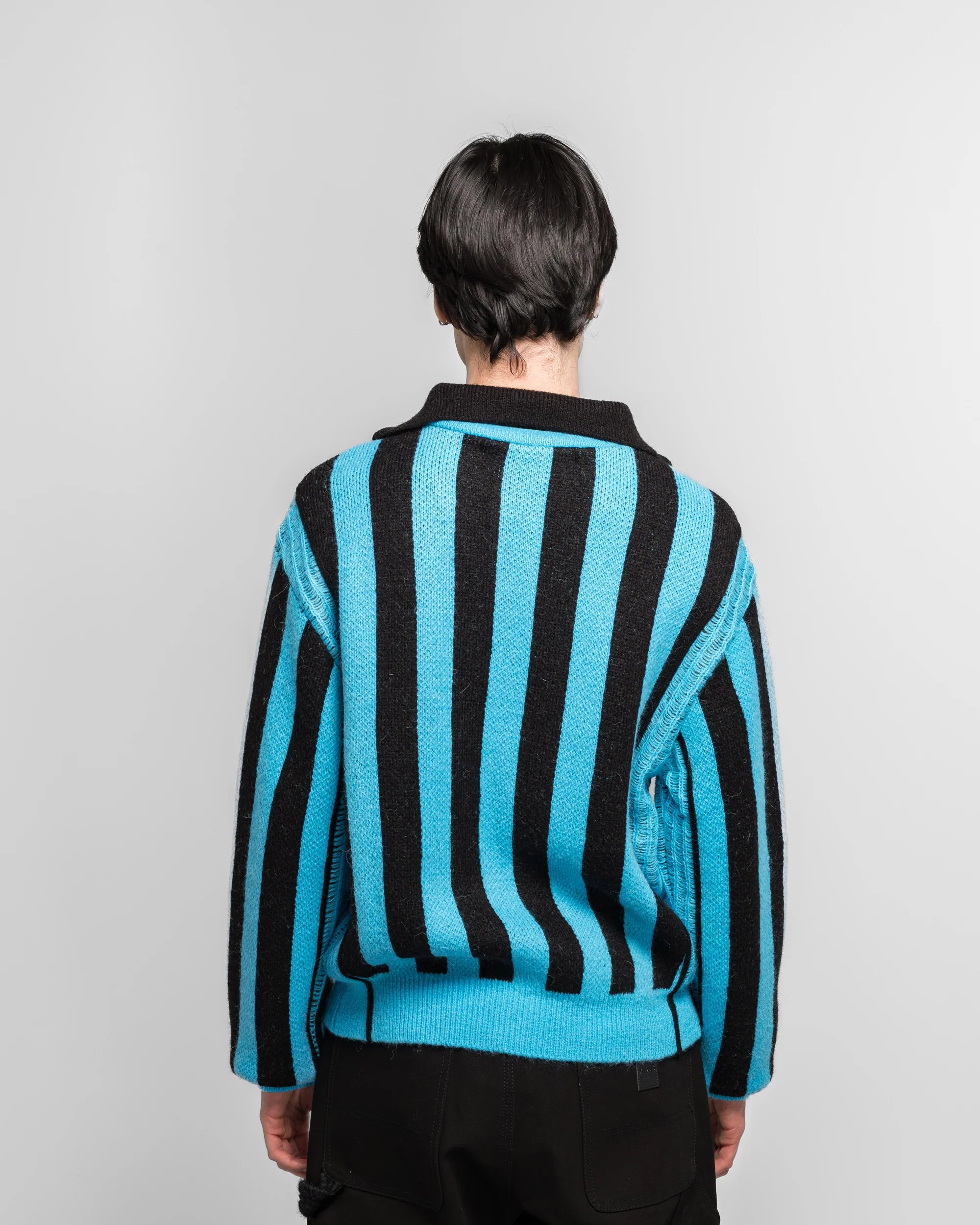 ADSB Half Zip-Up Emblem Sweater - Blue - Image 4