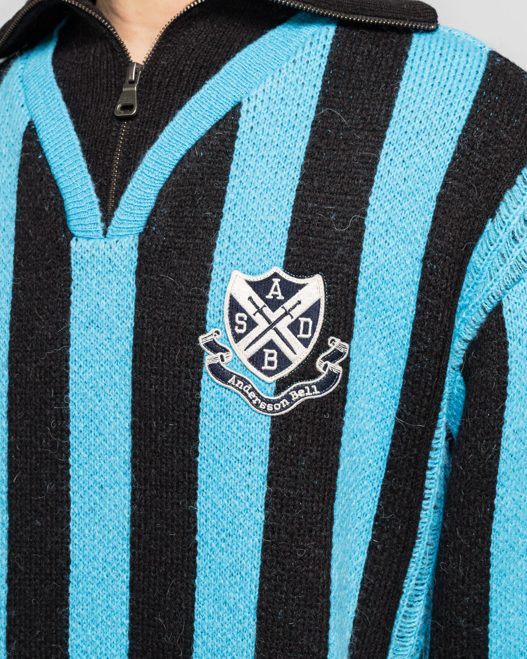 ADSB Half Zip-Up Emblem Sweater - Blue - Image 5