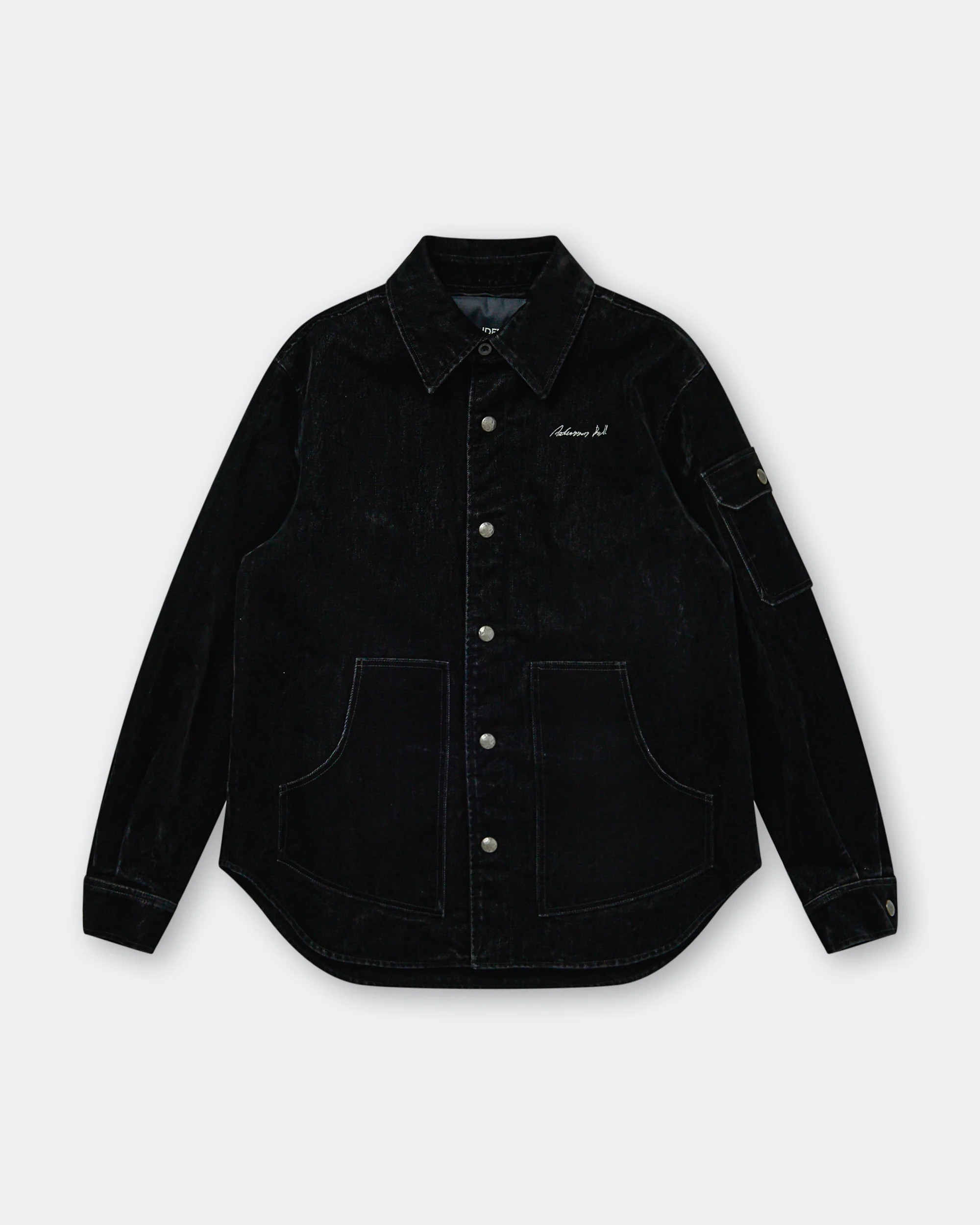 Padded Velvet Denim Shirt - Black