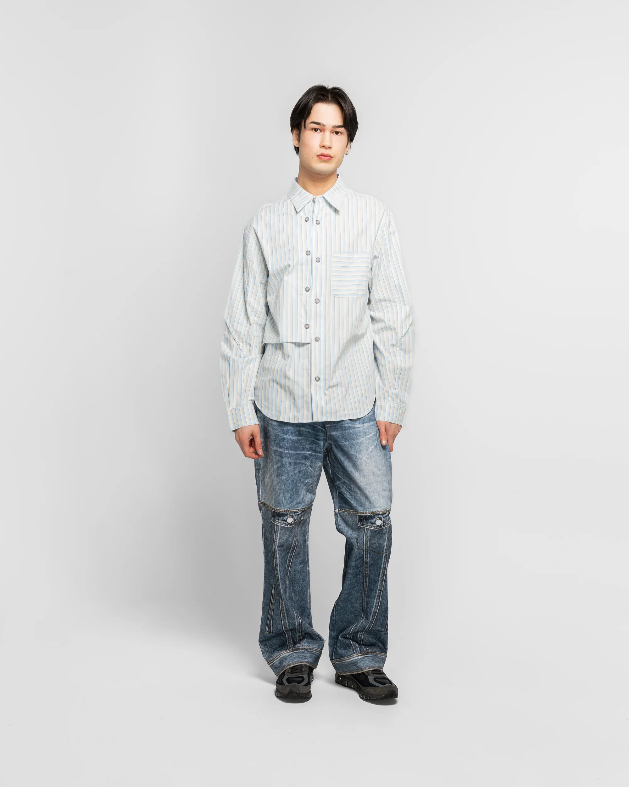 Stripe Layered Shirt - Blue - Image 6