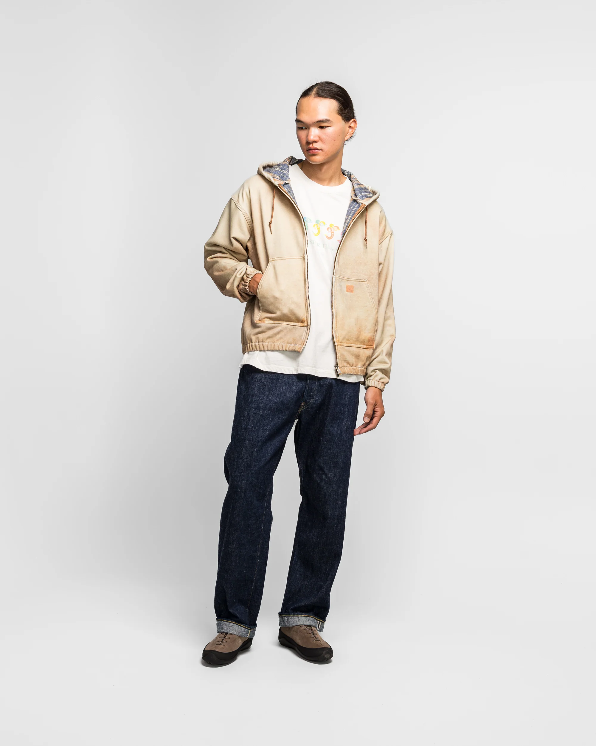 Mock Print Hoodie - Fade Beige - Image 6