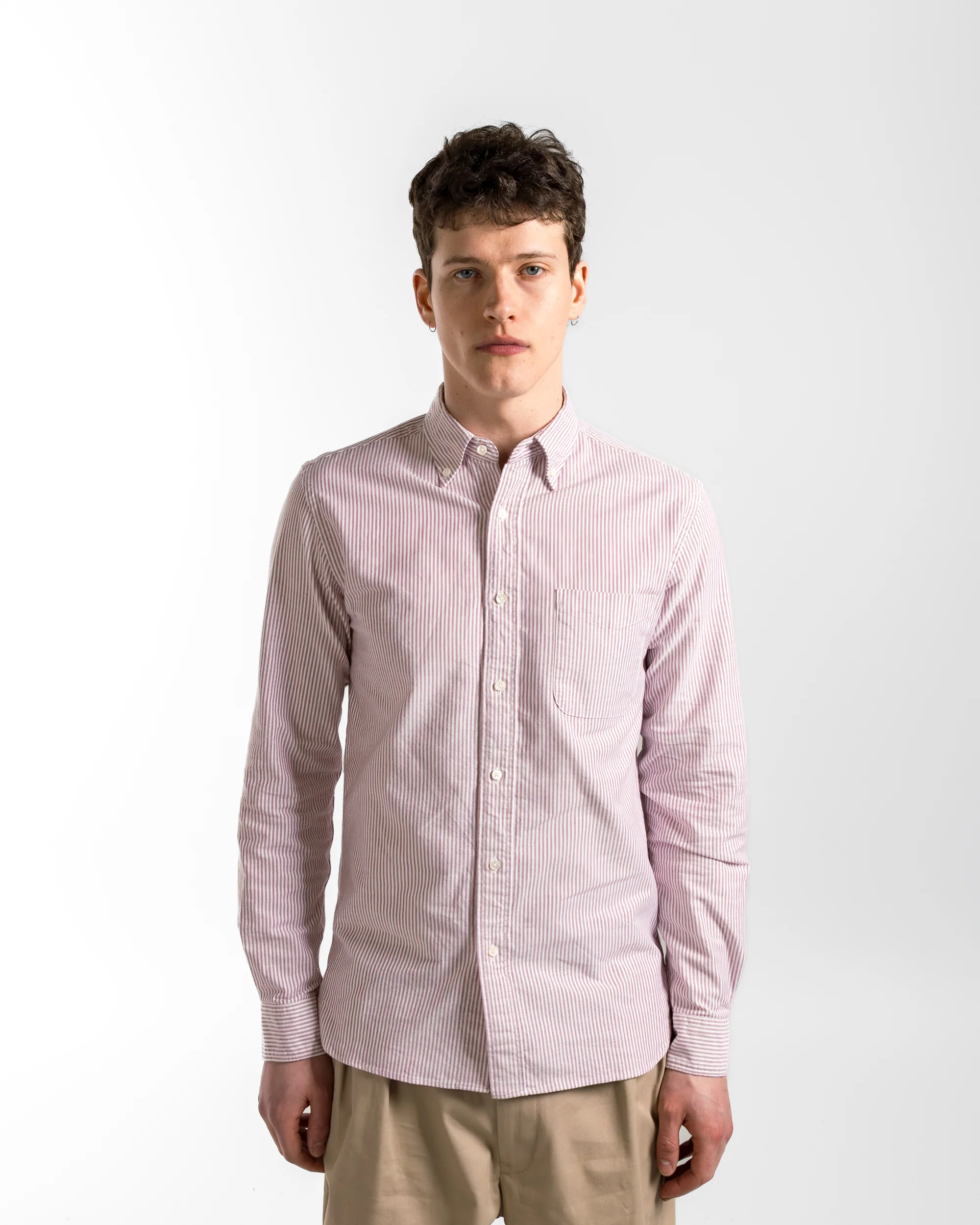 B.D. Oxford Candy Stripe Shirt - Wine - Image 2