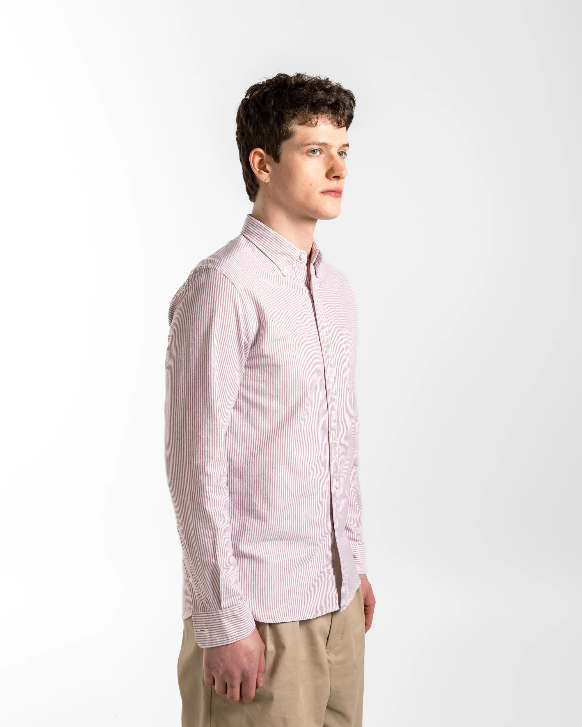 B.D. Oxford Candy Stripe Shirt - Wine - Image 3