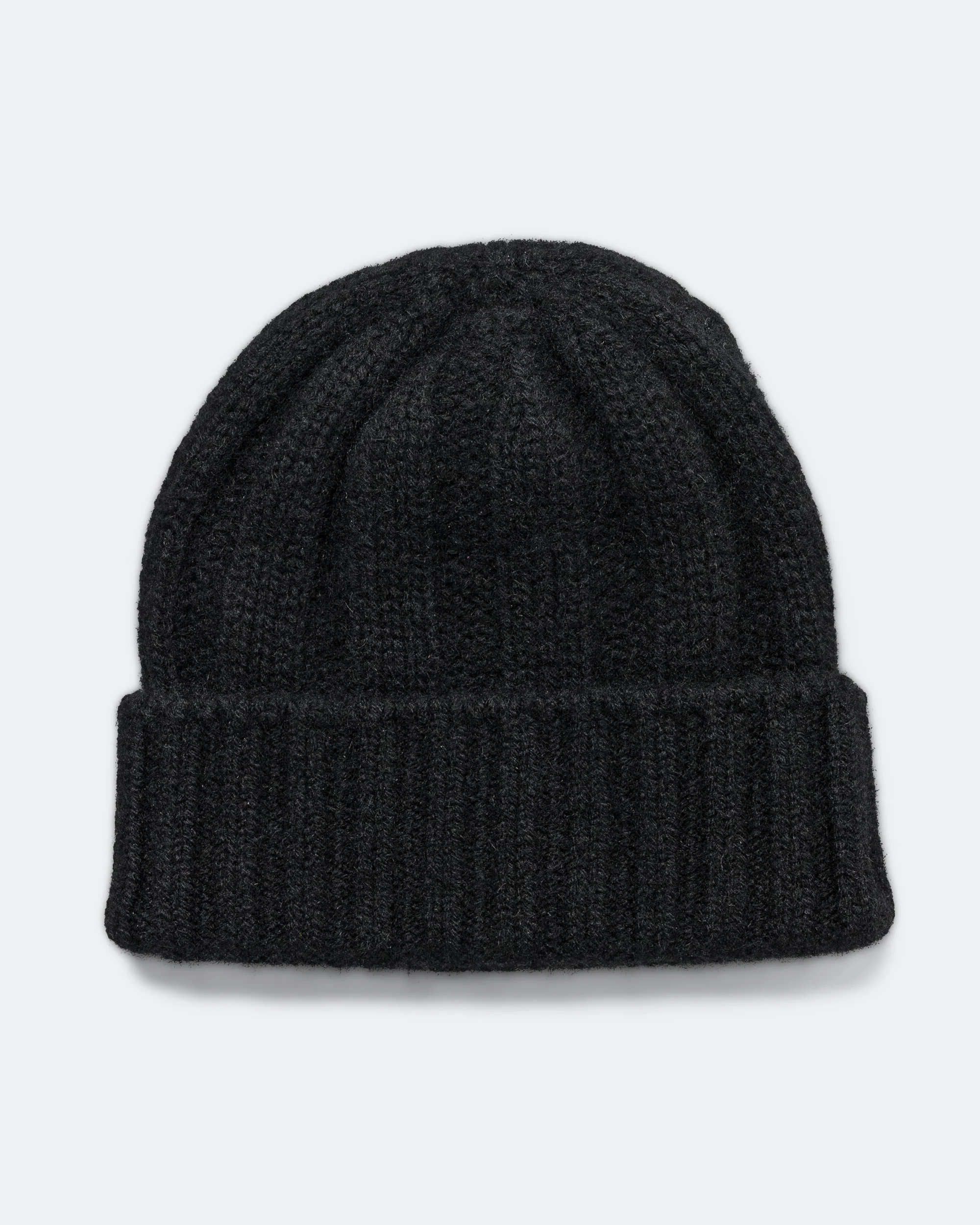 Cashmere Rib Watch Cap - Black