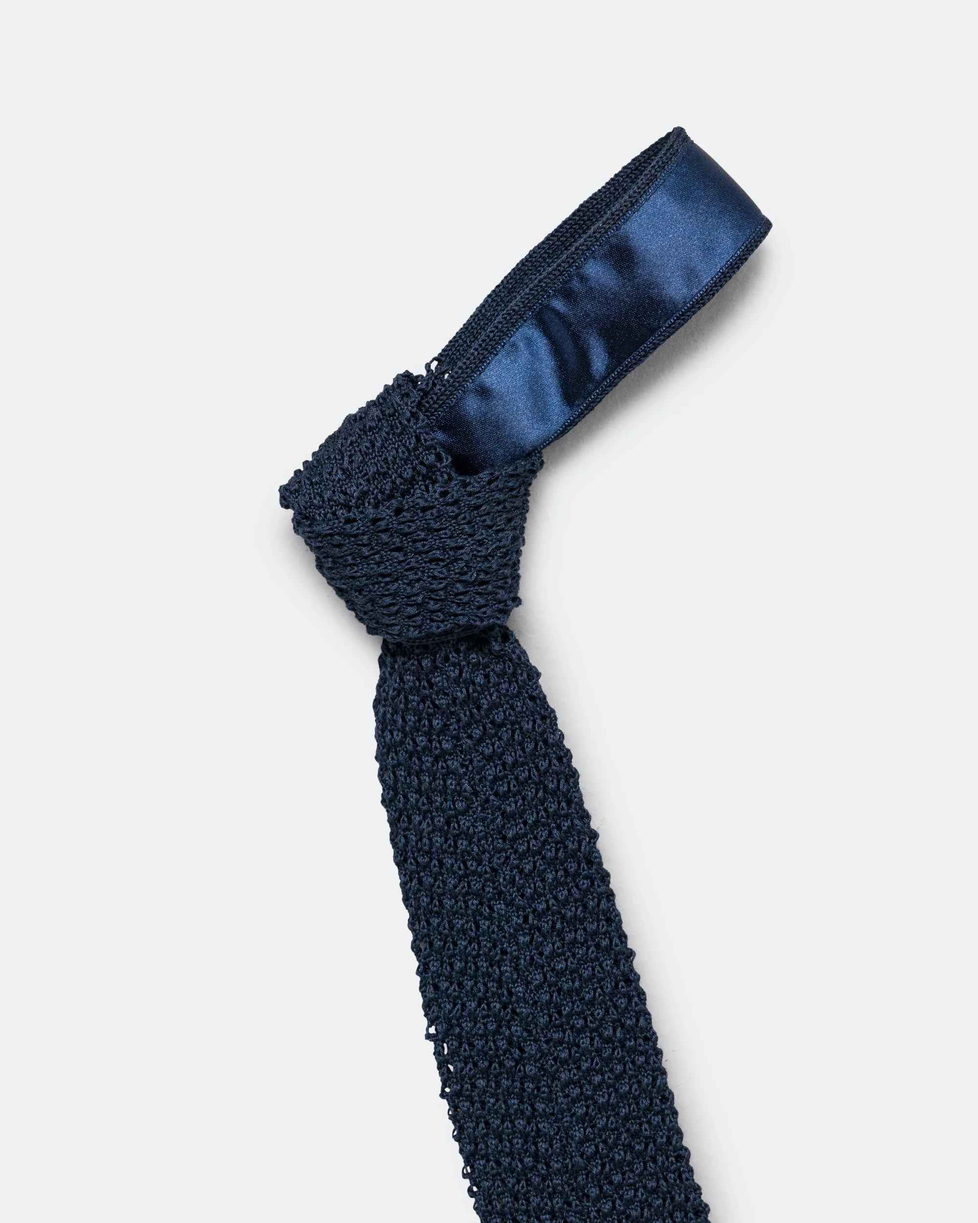 Cotton Knit Tie Solid - Navy - Image 2