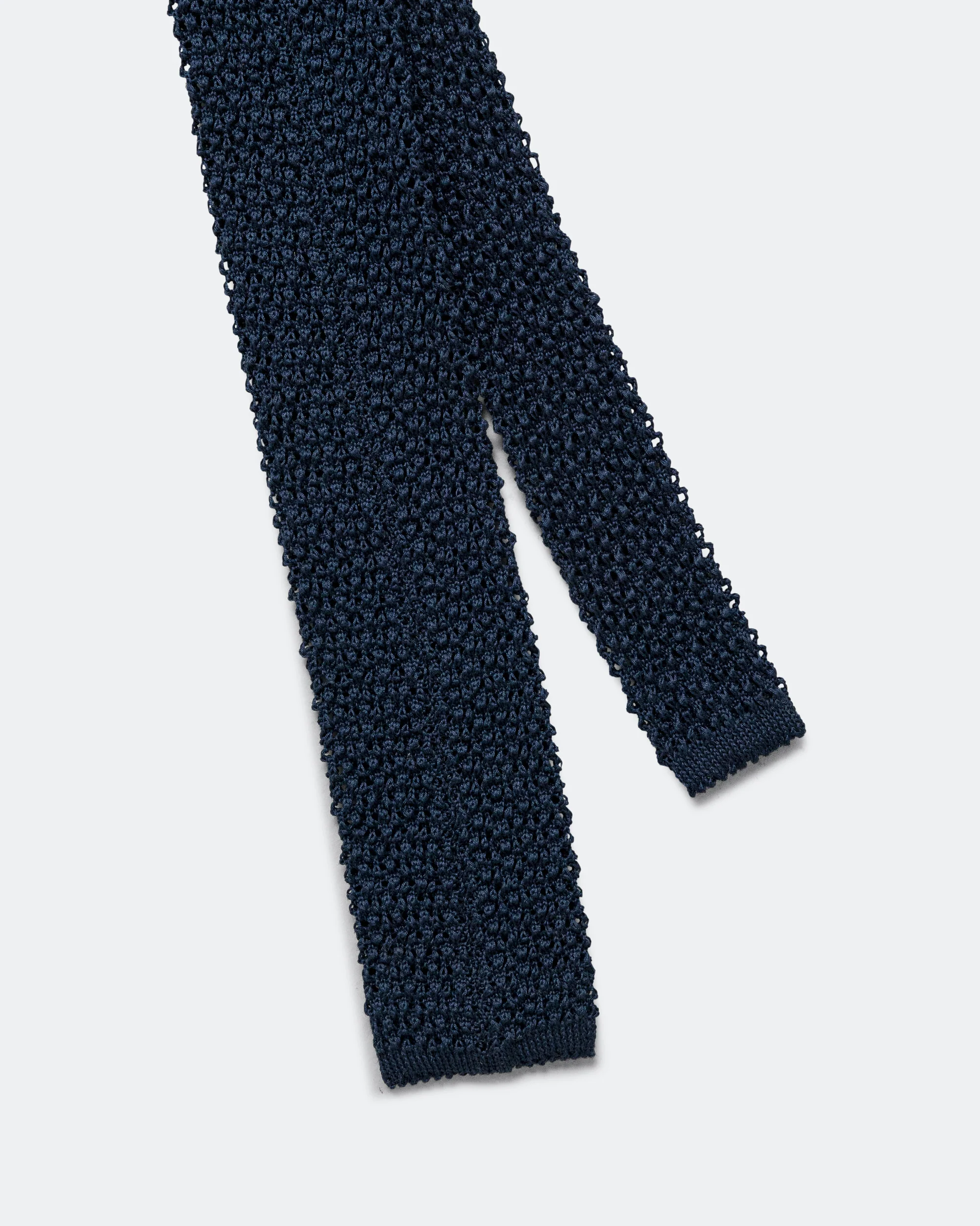 Cotton Knit Tie Solid - Navy - Image 4