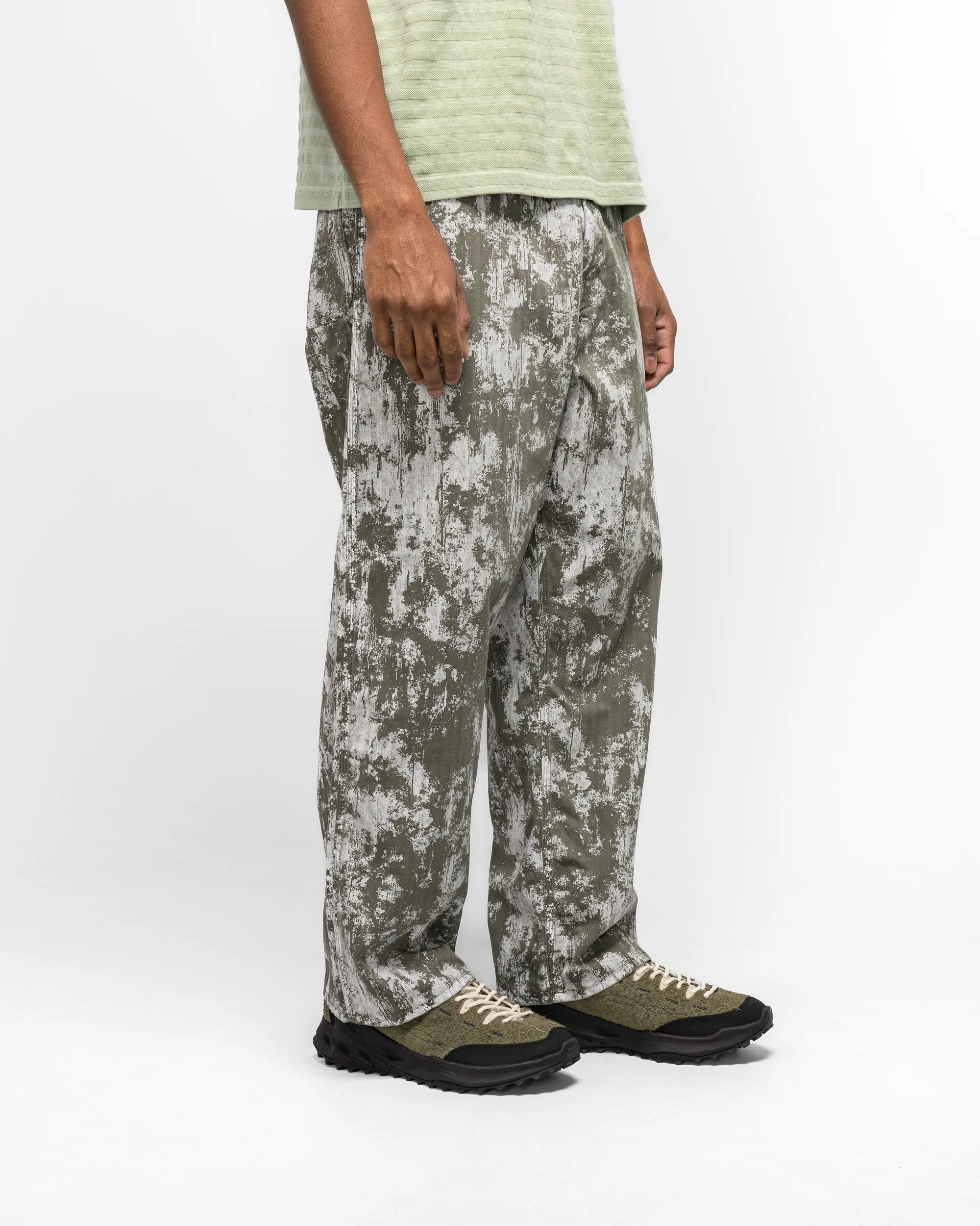 P-Man Pants Supima Herringbone On Paint Print - Olive - Image 3