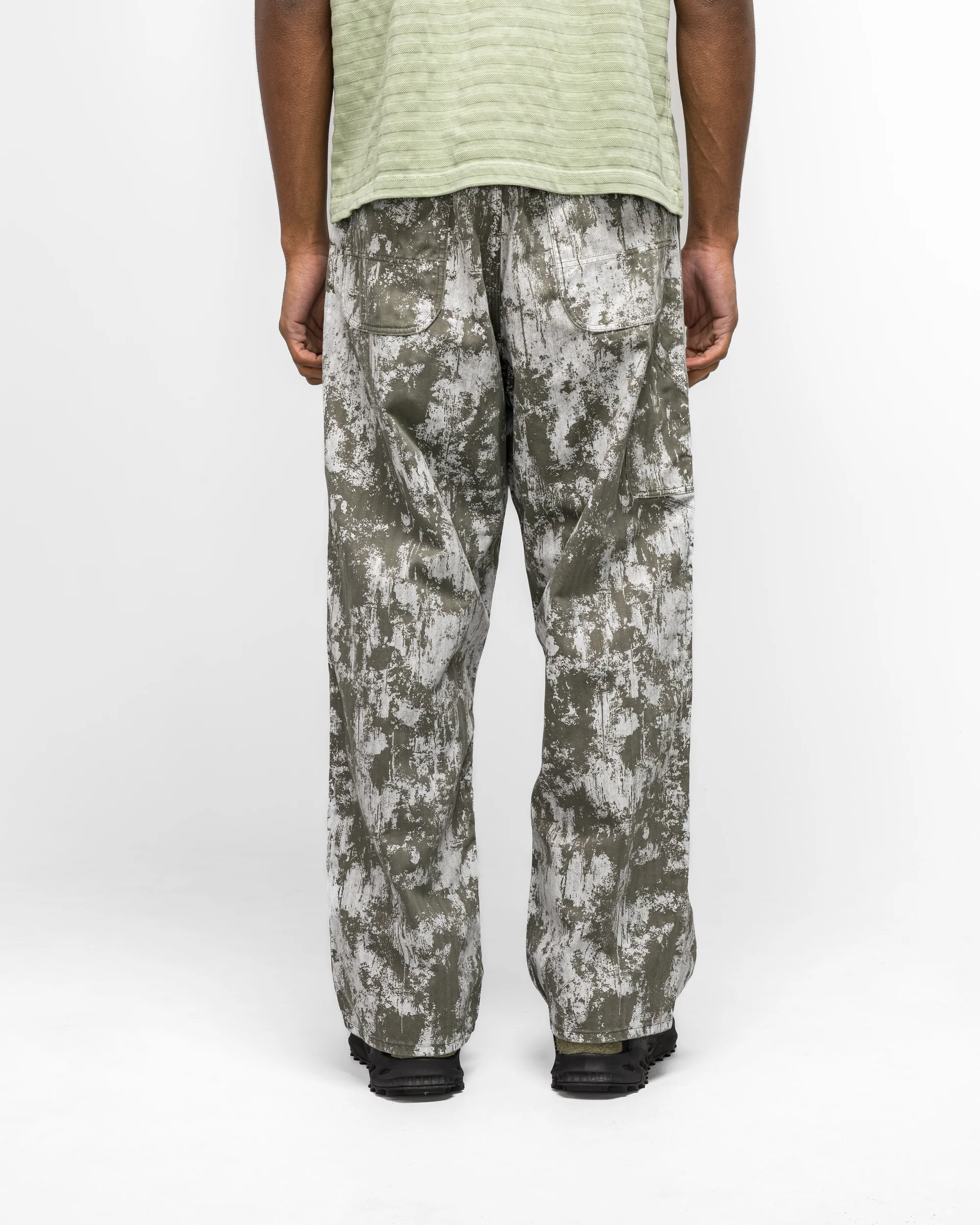 P-Man Pants Supima Herringbone On Paint Print - Olive - Image 4