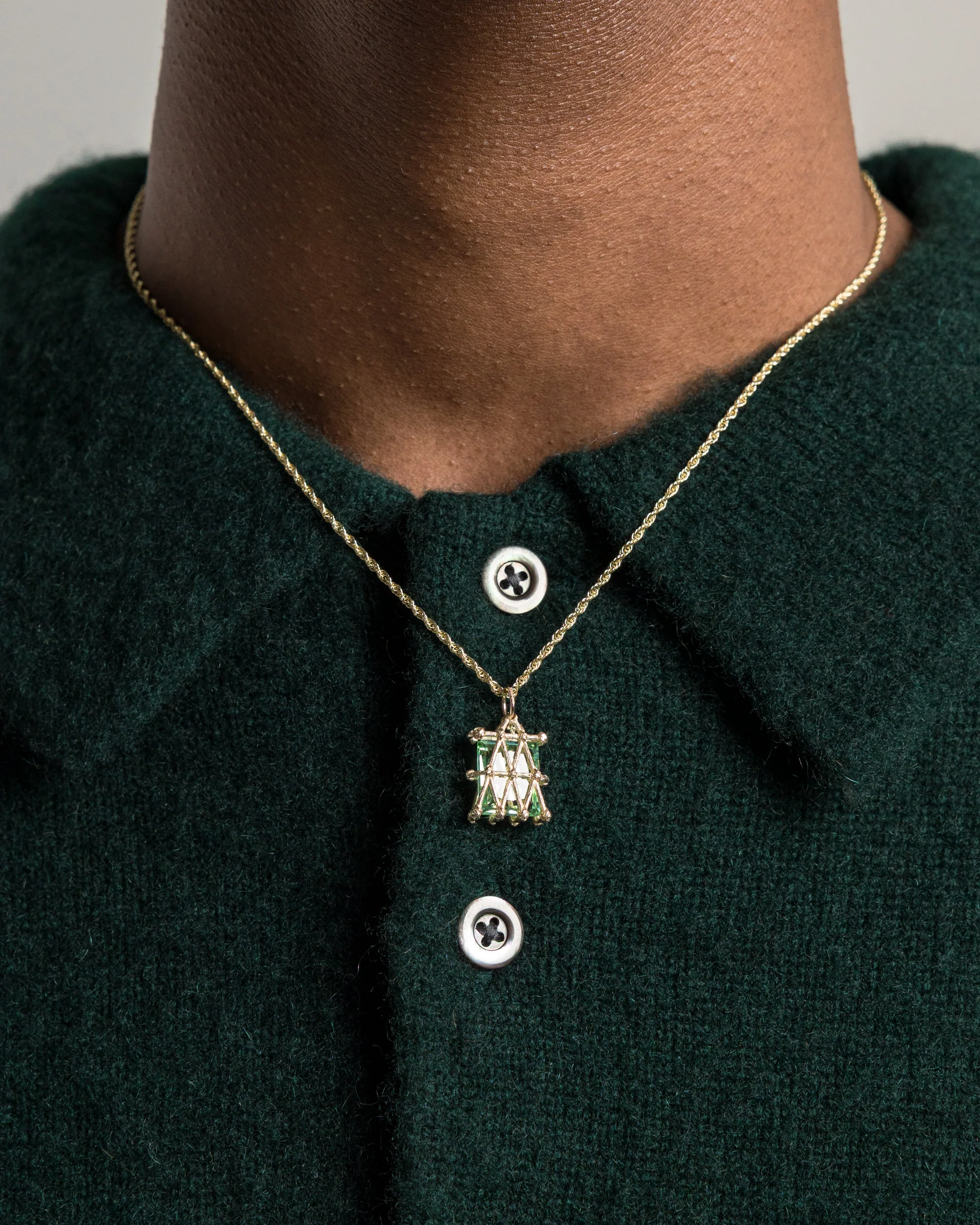 Basket Pendant (Green) - 9K Gold - Image 2