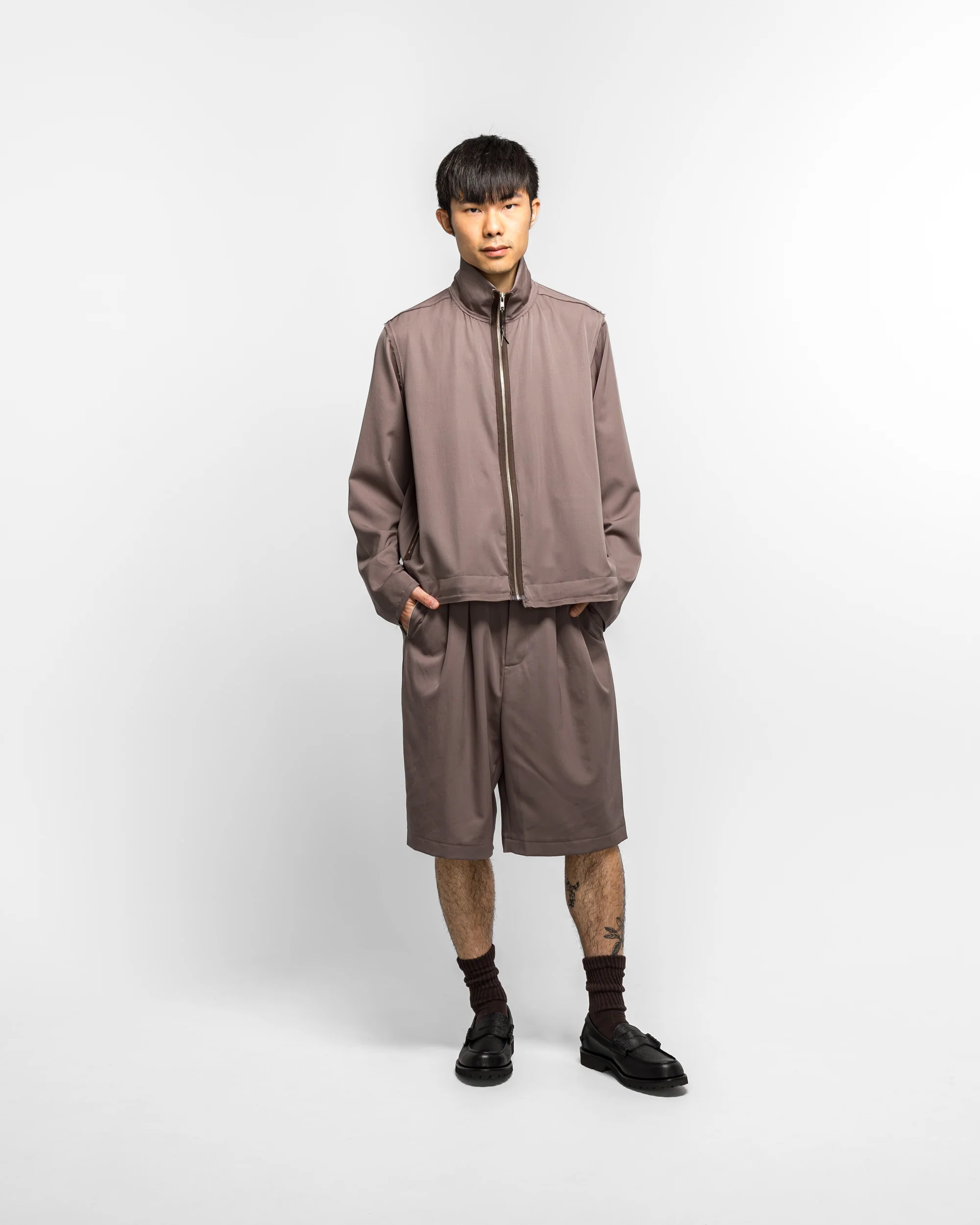 Slim Suit Shorts - Taupe Wool - Image 6