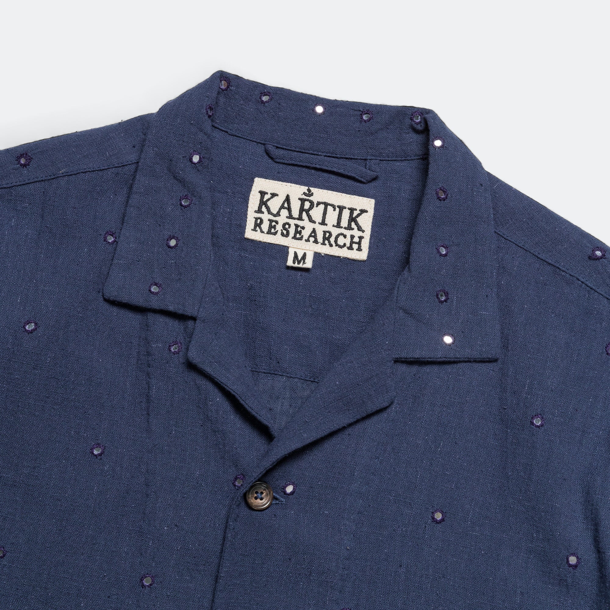 Camp Shirt Mirror Hand Embroidery - Navy - Image 2