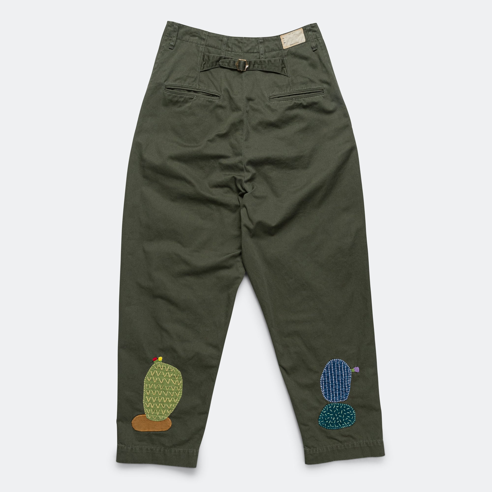 Chino High Waisted NIME Pants CACTUS Embroidery - Khaki - Image 2