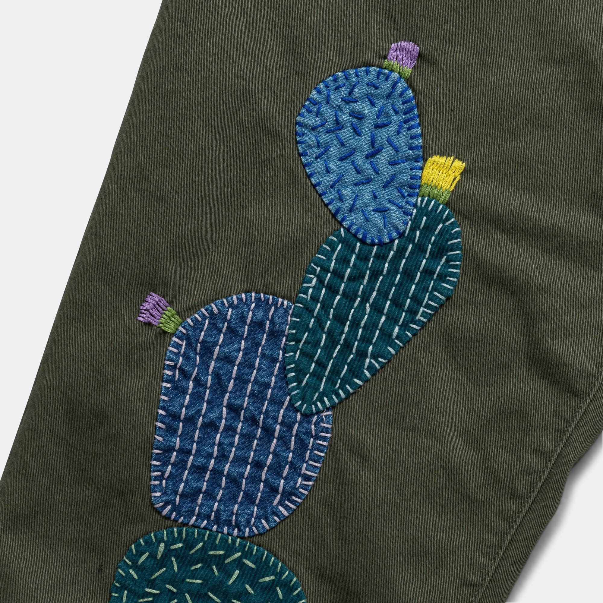 Chino High Waisted NIME Pants CACTUS Embroidery - Khaki - Image 5