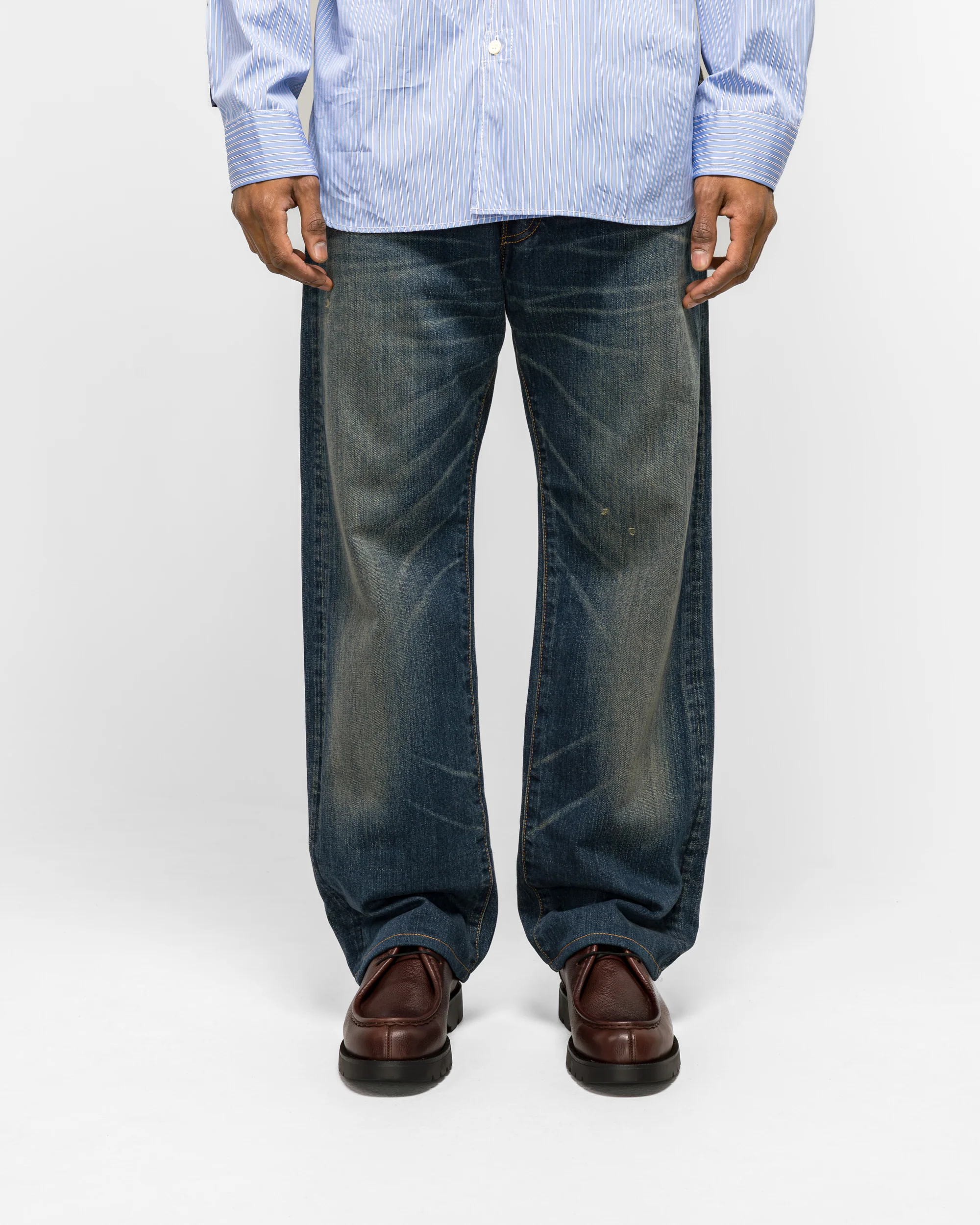 Cotton Denim Garment Treated Pants x Levis - Indigo/Brown - Image 2
