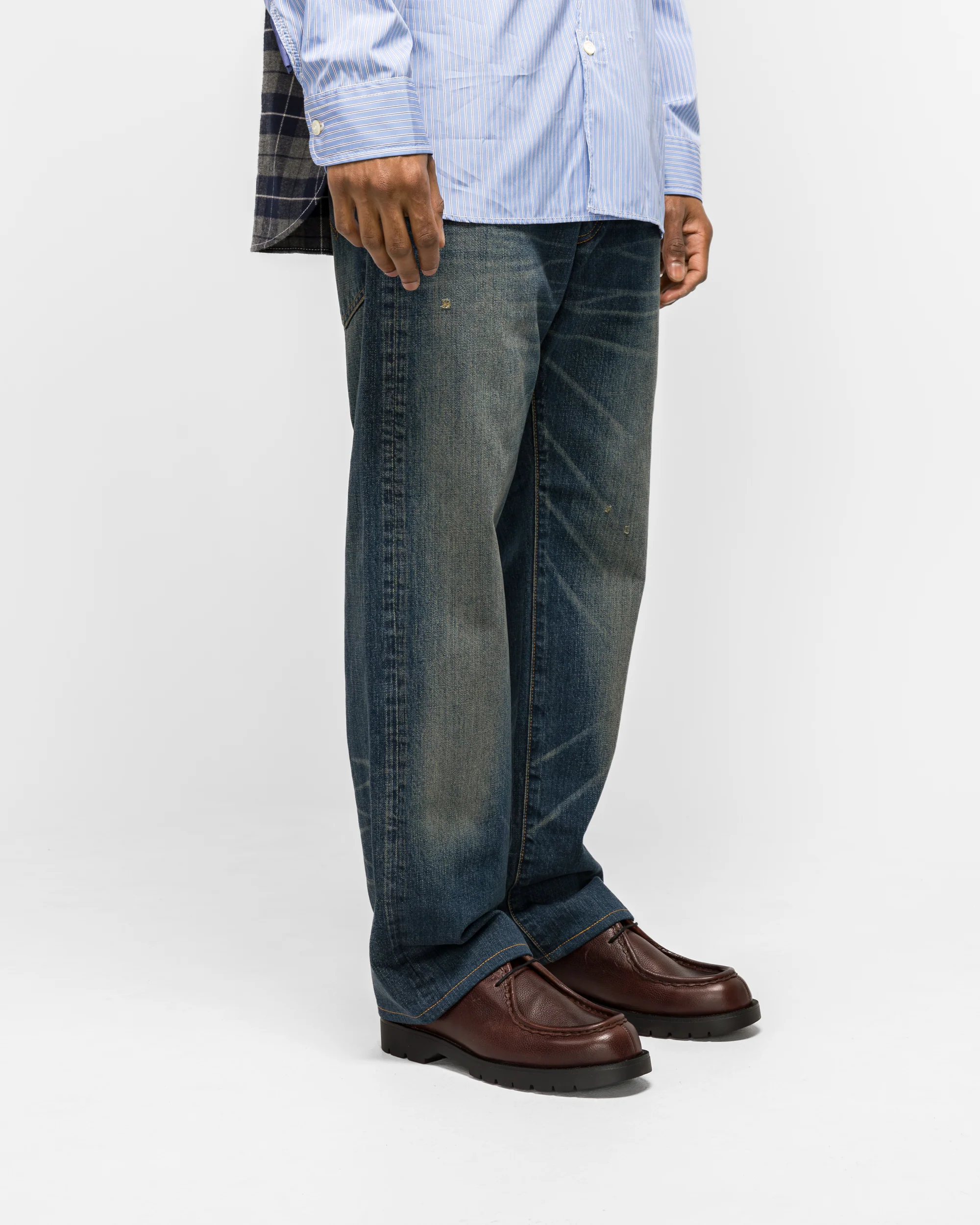 Cotton Denim Garment Treated Pants x Levis - Indigo/Brown - Image 3