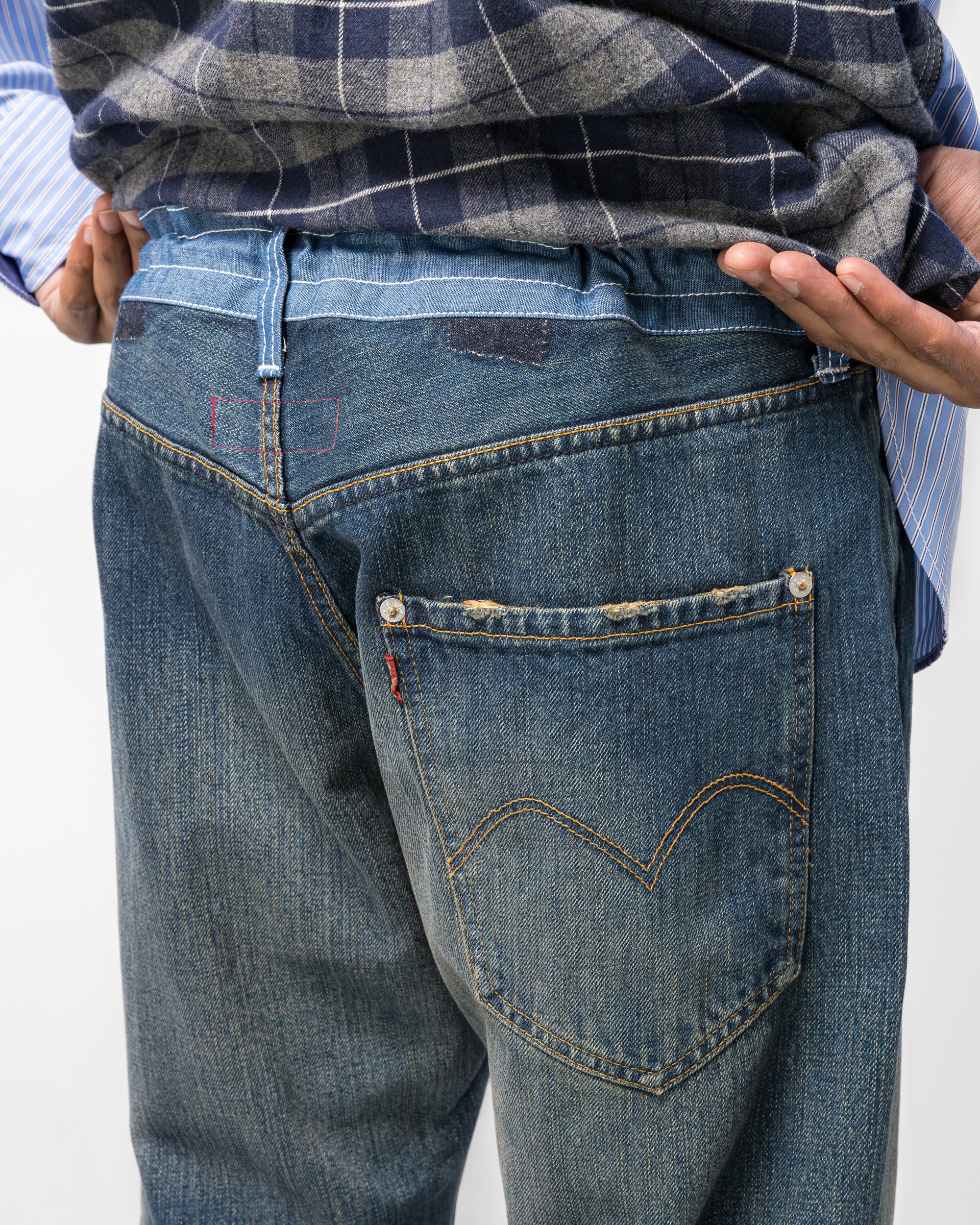 Cotton Denim Garment Treated Pants x Levis - Indigo/Brown - Image 5