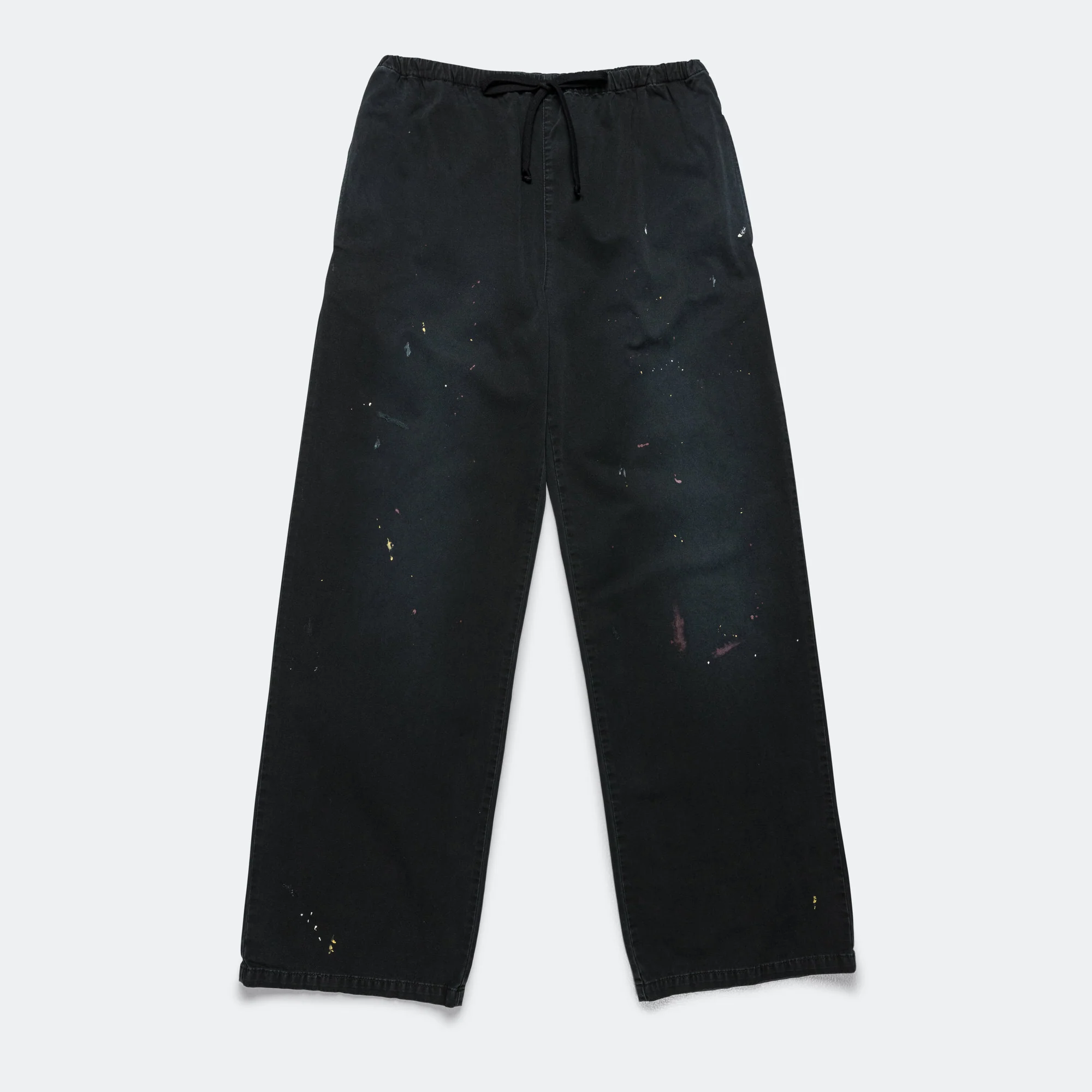 Cotton Jersey Paint Splatter Pants - Black